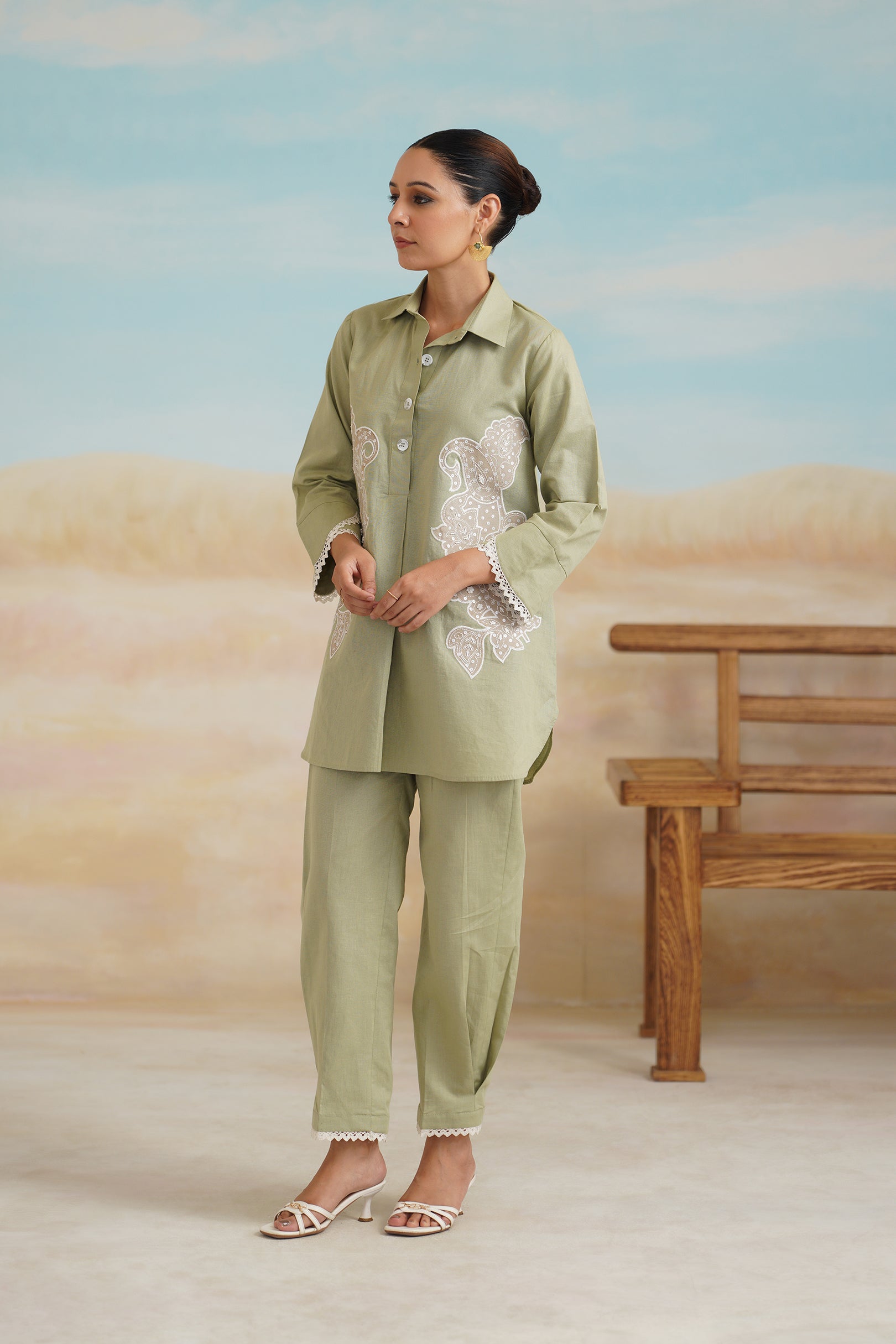 Ishika Cotton Linen Embroidered Matching Set