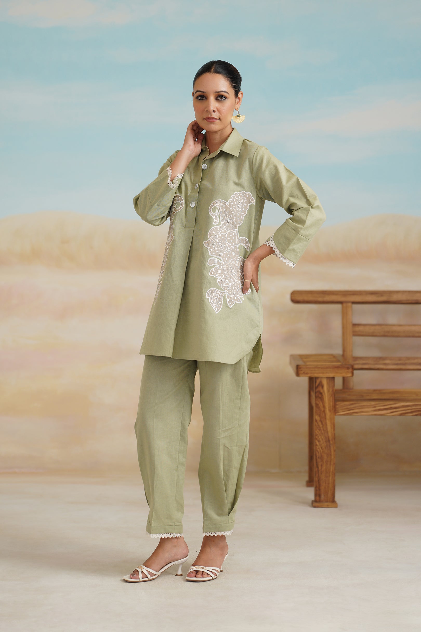 Ishika Cotton Linen Embroidered Matching Set