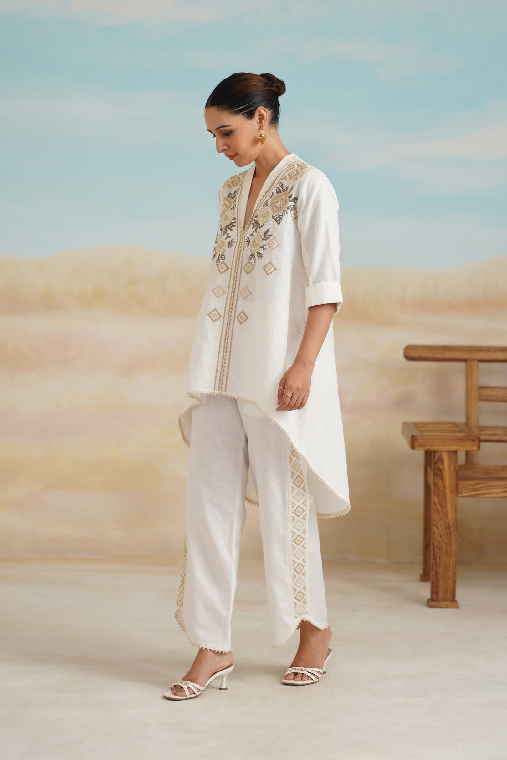 Ruhi Cotton Linen Embroidered Matching Set