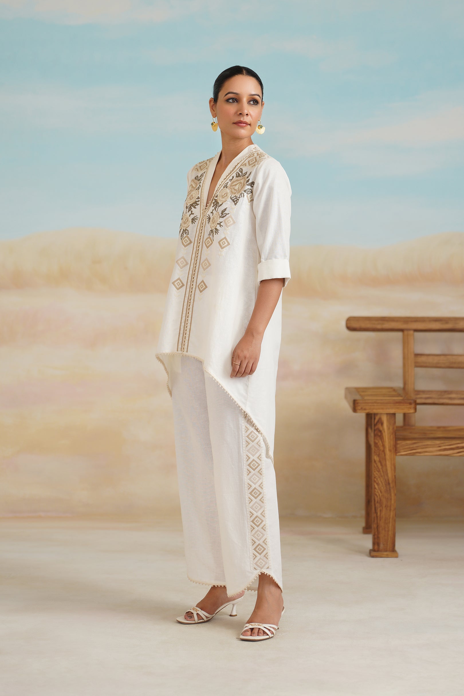 Ruhi Cotton Linen Embroidered Matching Set