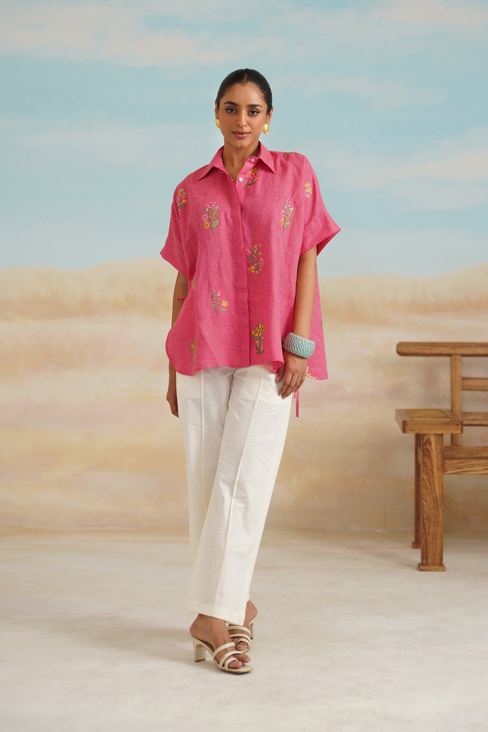 Vriti Pure Linen Embroidered Matching Set