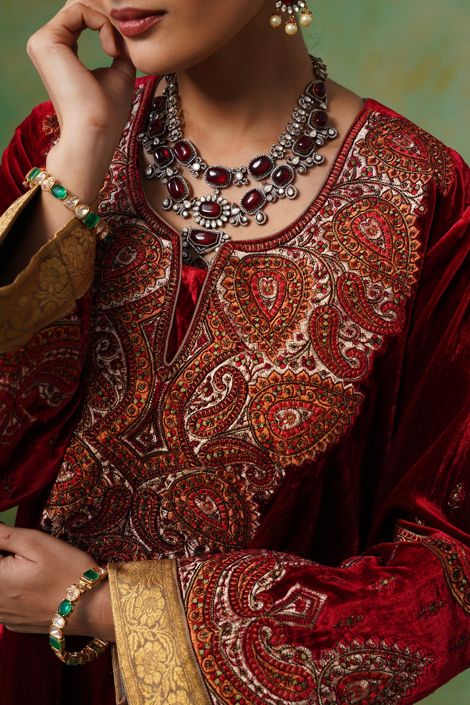 Jaya Embroidered Velvet Suit Set