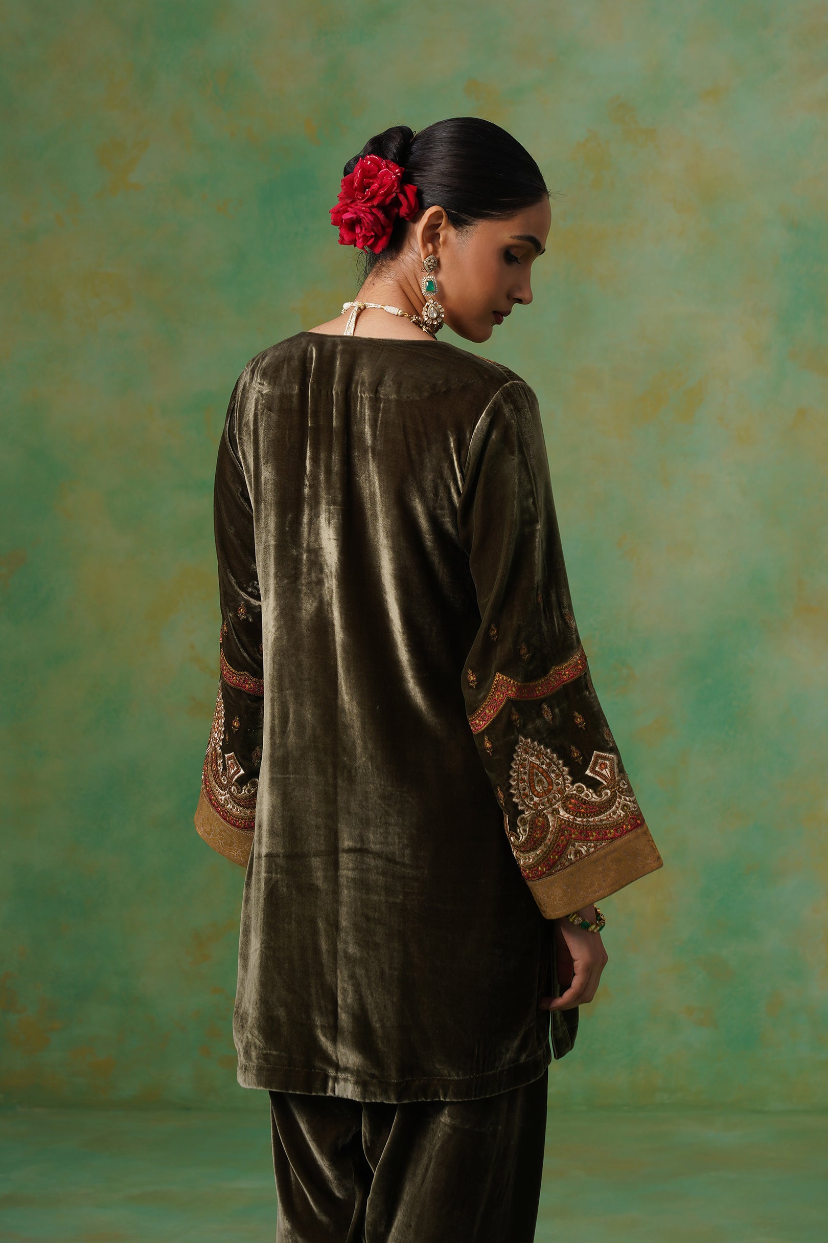 Girija Embroidered Velvet Suit Set