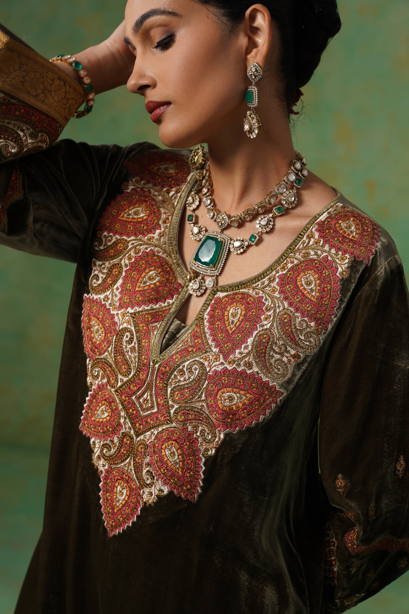 Girija Embroidered Velvet Suit Set