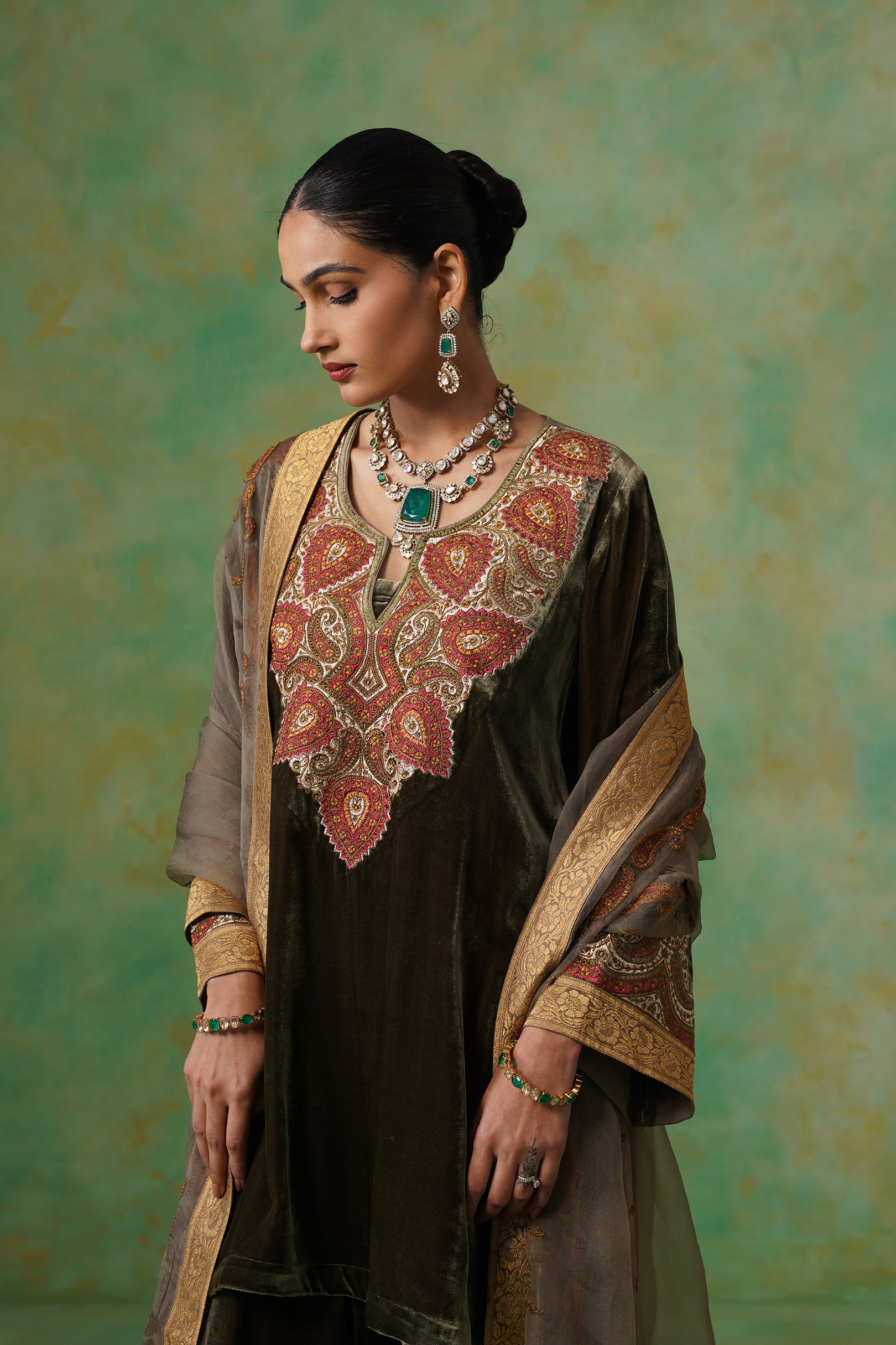 Girija Embroidered Velvet Suit Set