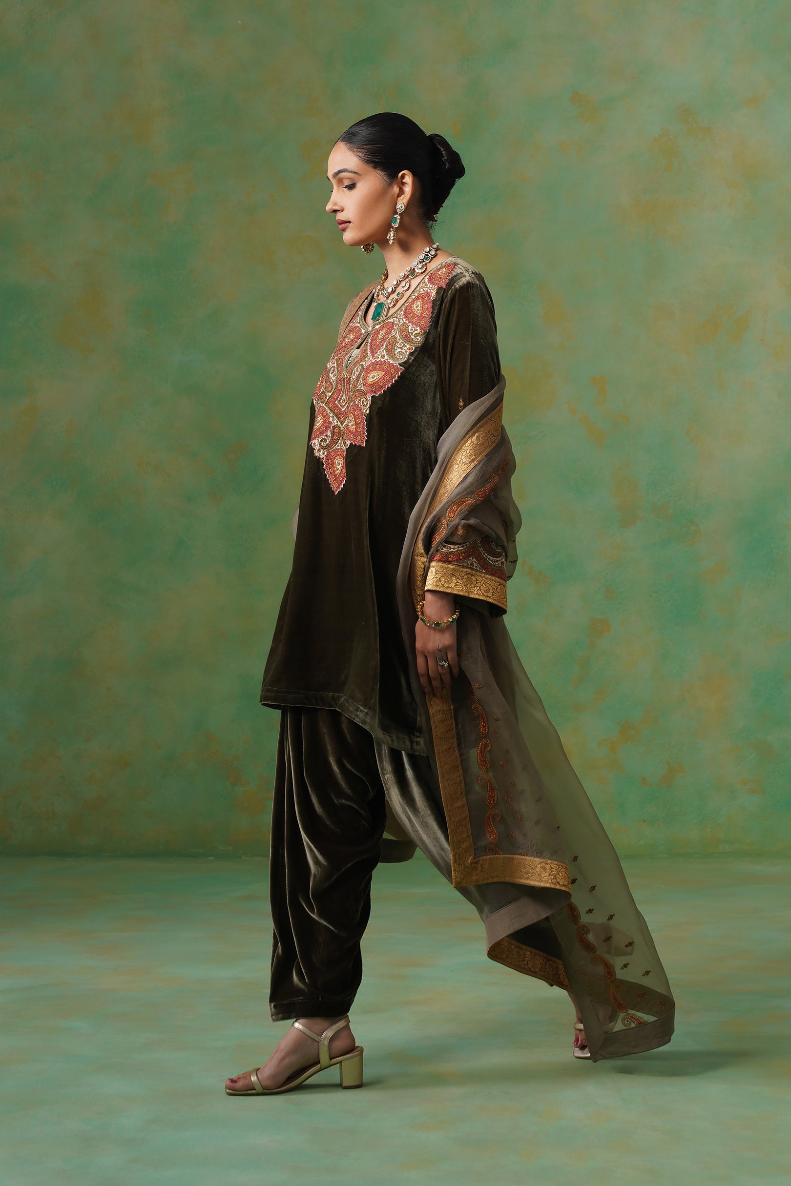 Girija Embroidered Velvet Suit Set