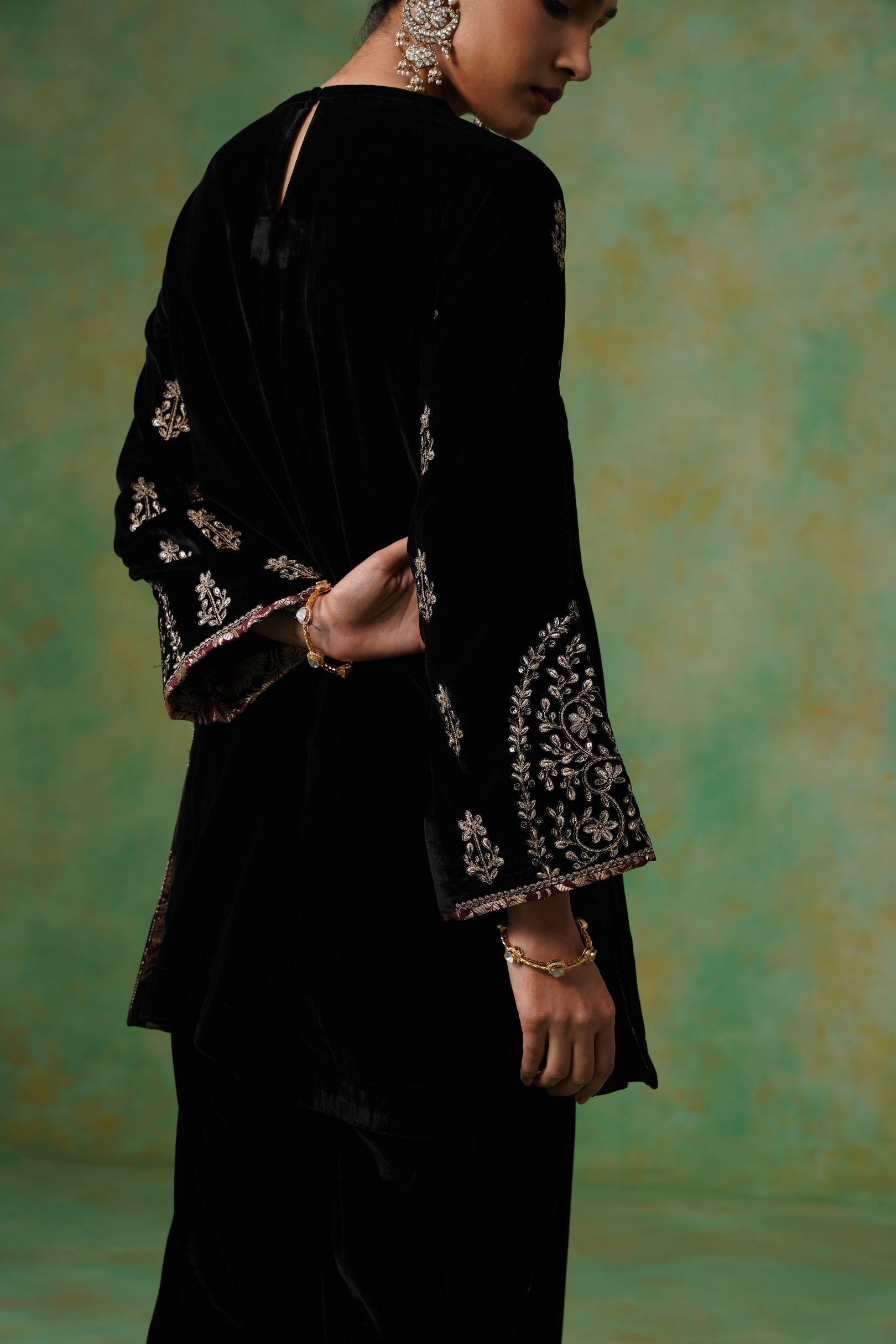 Anika Velvet Embroidered Matching Set