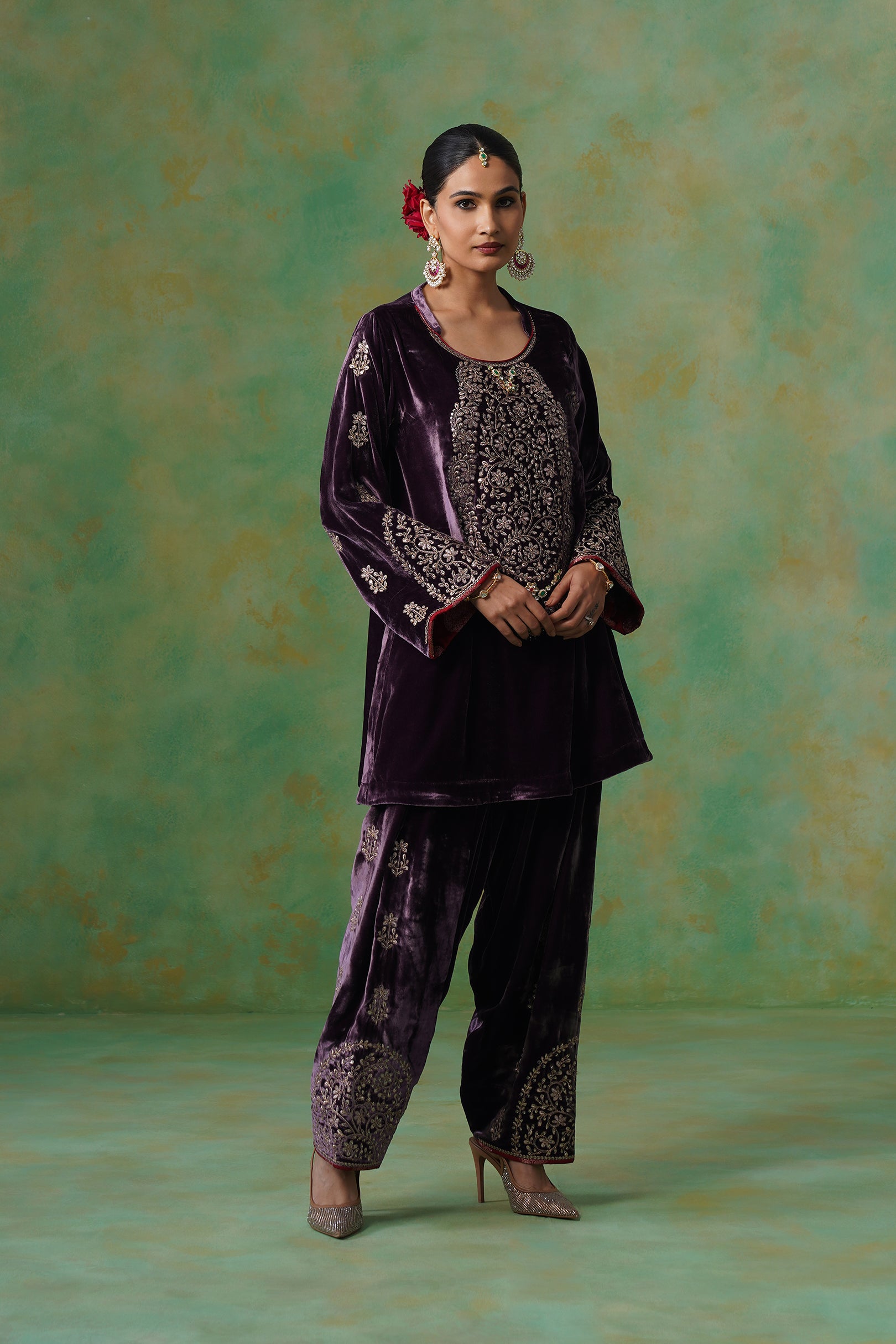 Kripa Velvet Embroidered Matching Set