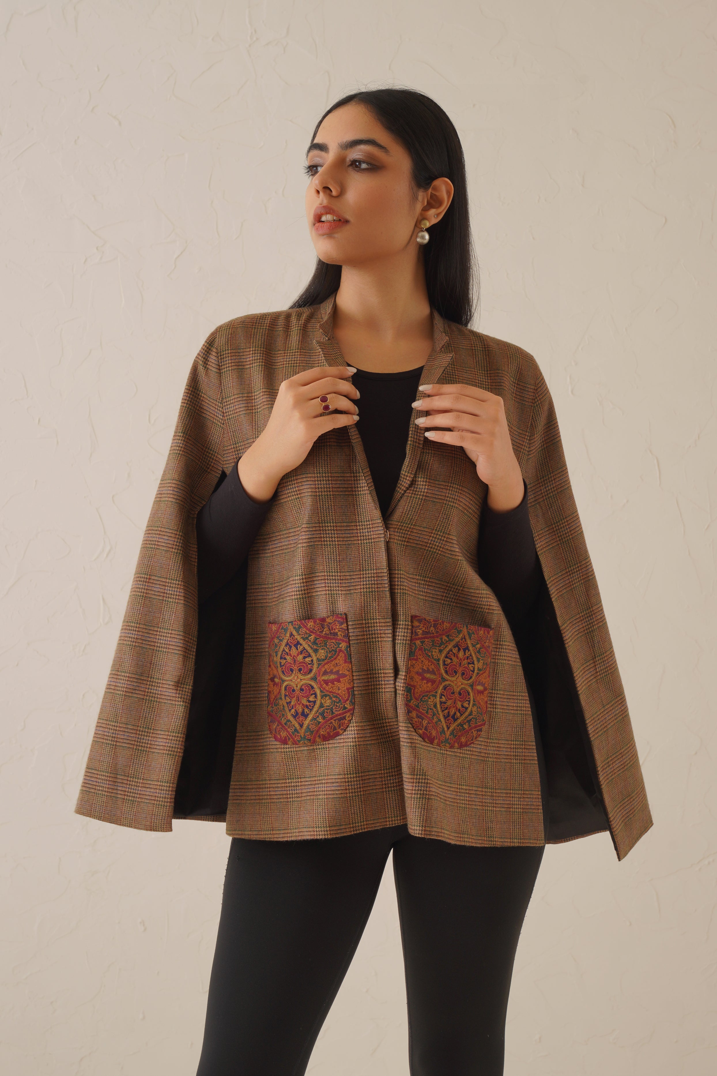 Old Copper Cape With Embroidered Pockets