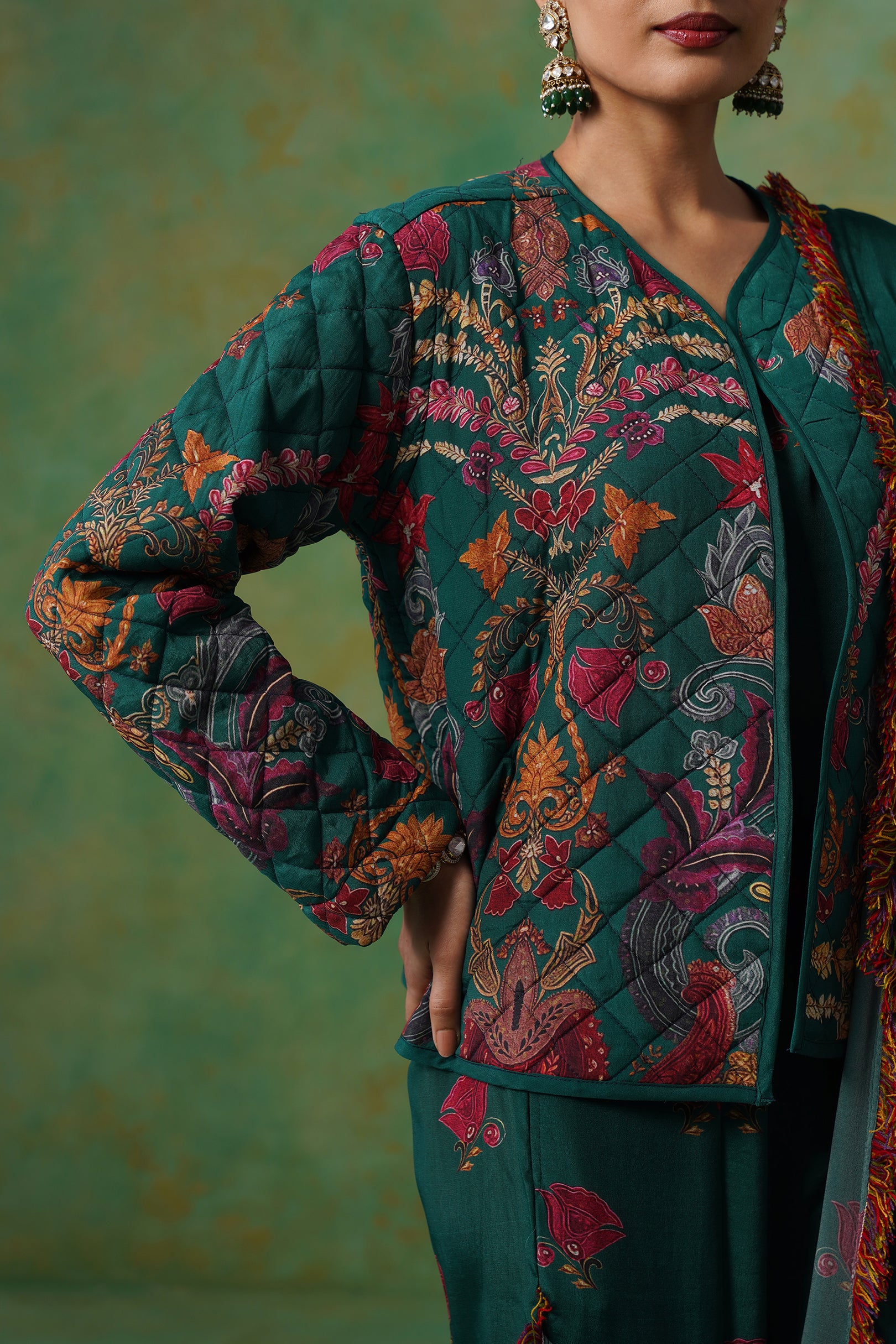 Dhara Palazzo Pant Saree With Quilted Jacket