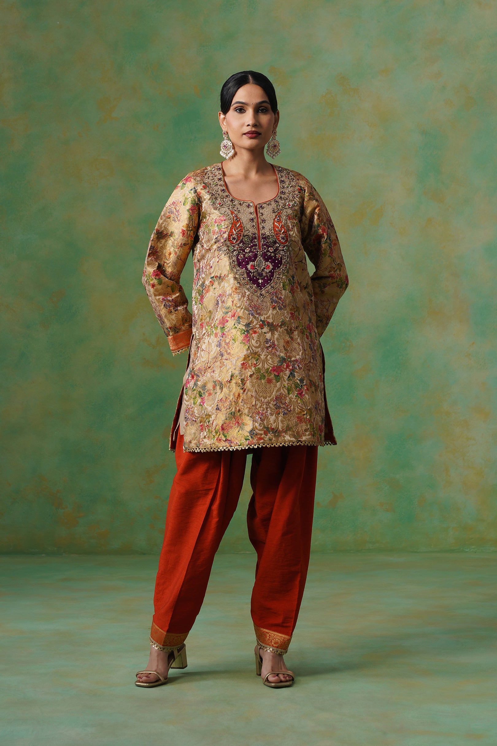 Divyani Brocade Hand Embroidered Suit Set
