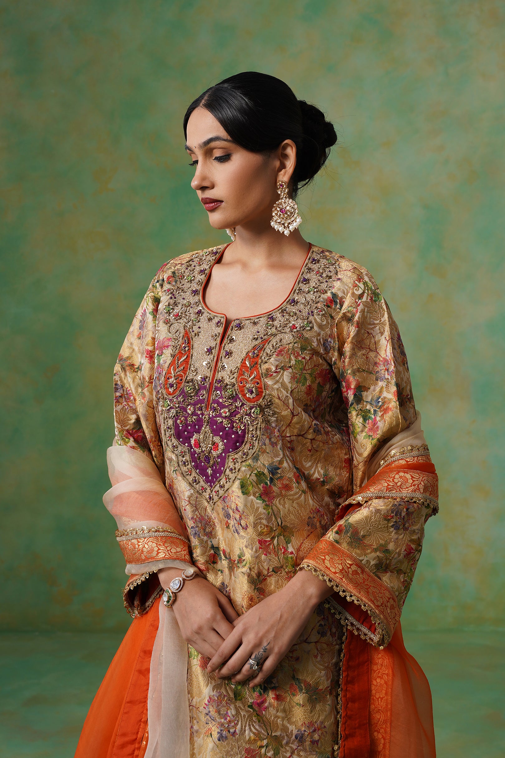 Divyani Brocade Hand Embroidered Suit Set