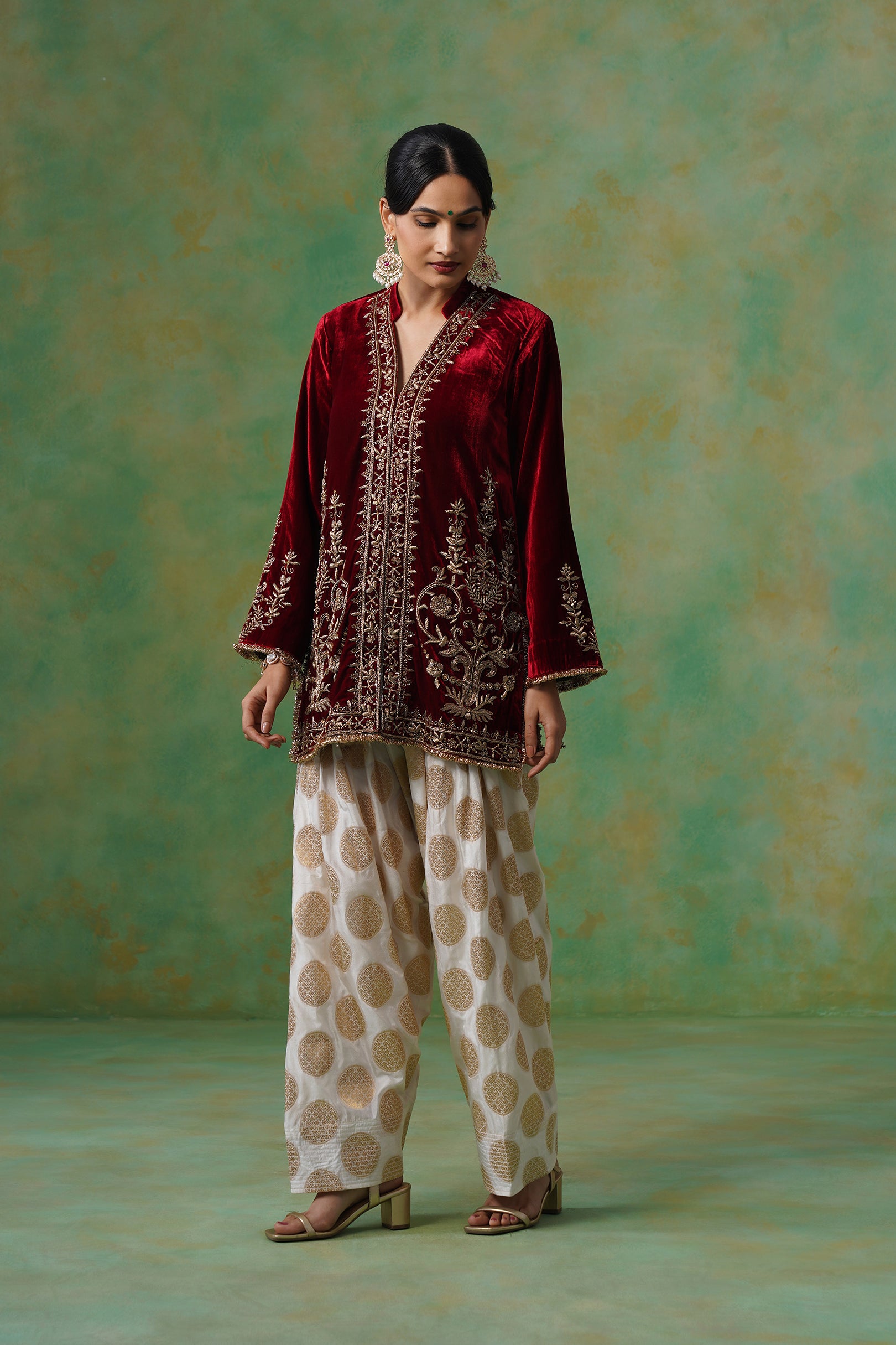 Bithika Hand Embroidered Velvet Matching Set