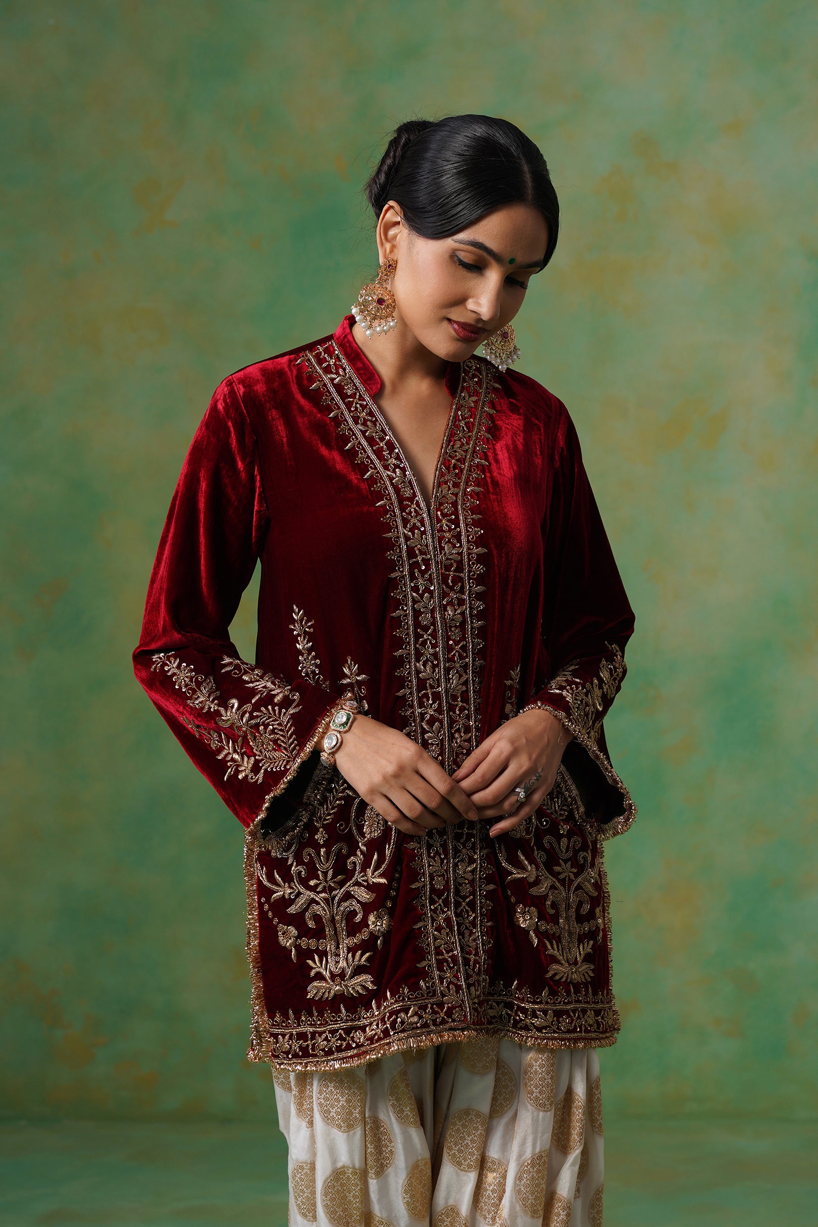 Bithika Hand Embroidered Velvet Matching Set