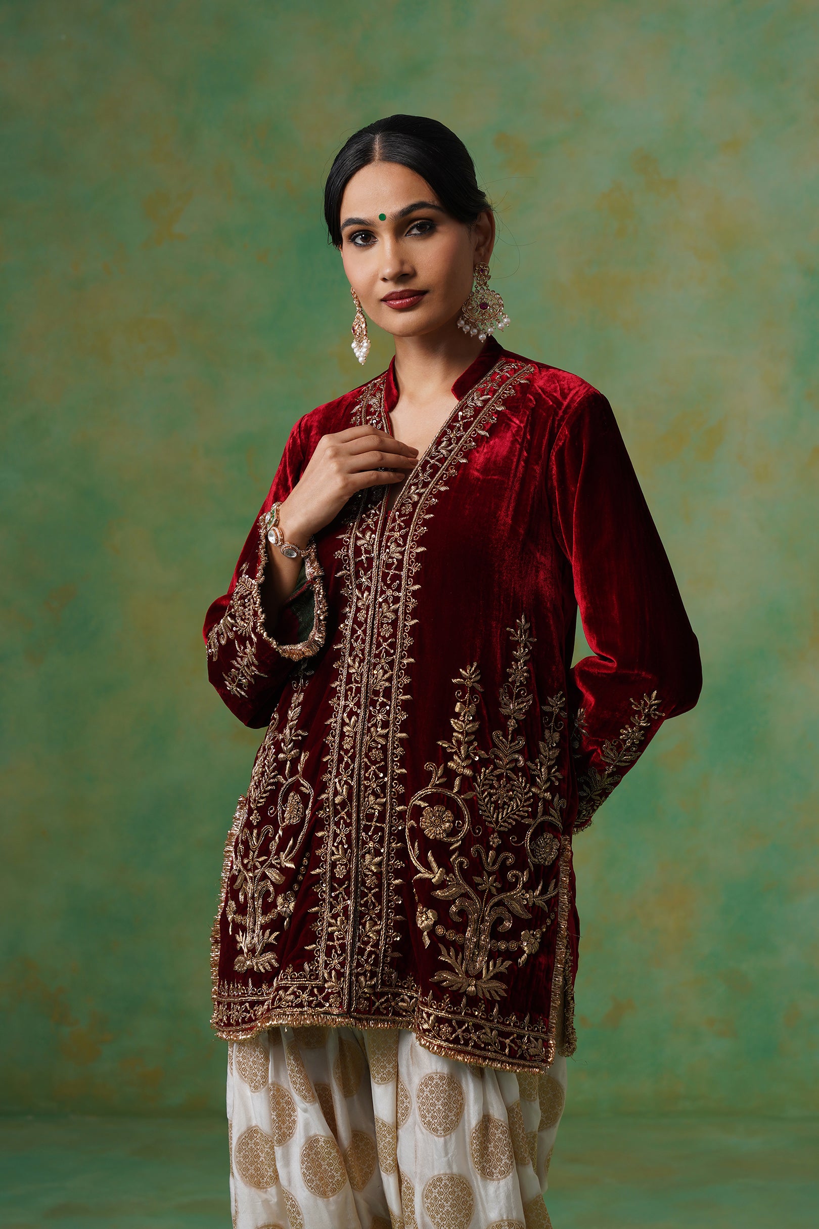 Bithika Hand Embroidered Velvet Matching Set