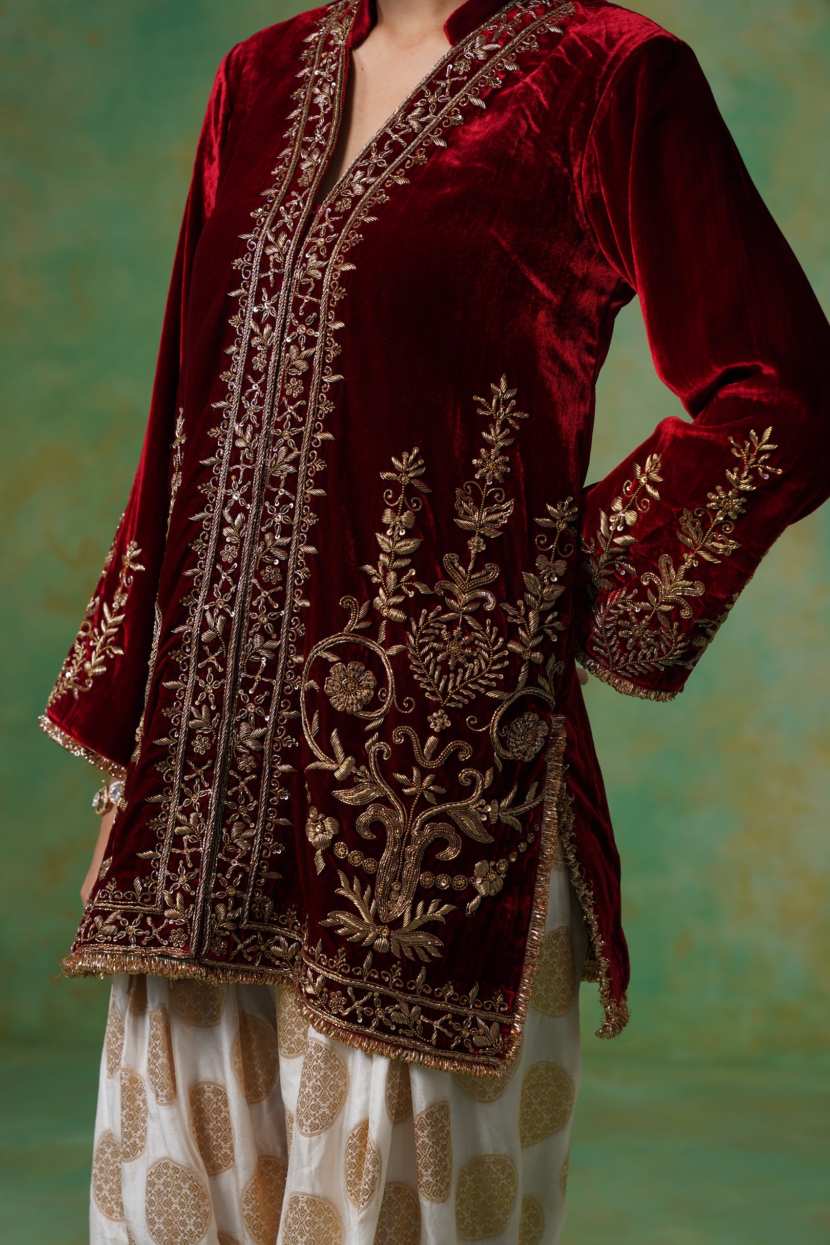 Bithika Hand Embroidered Velvet Matching Set