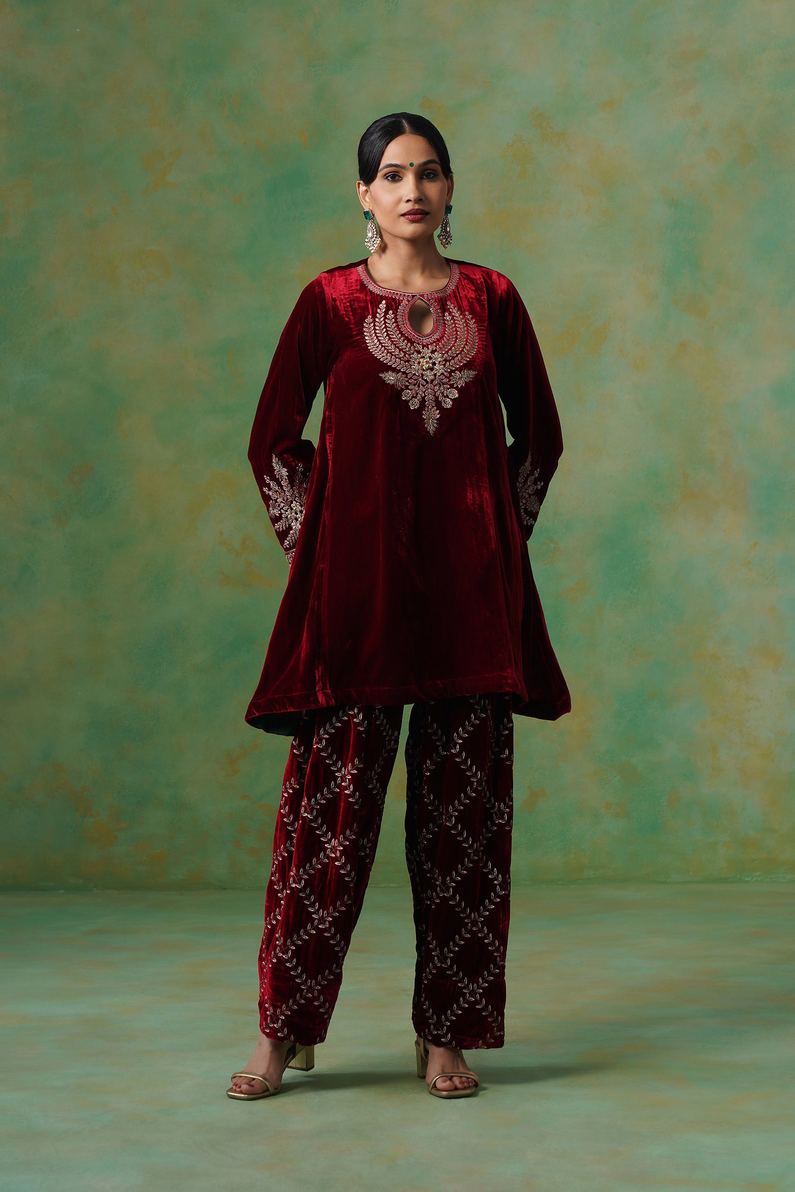 Kashvi Velvet Embroidered Suit Set
