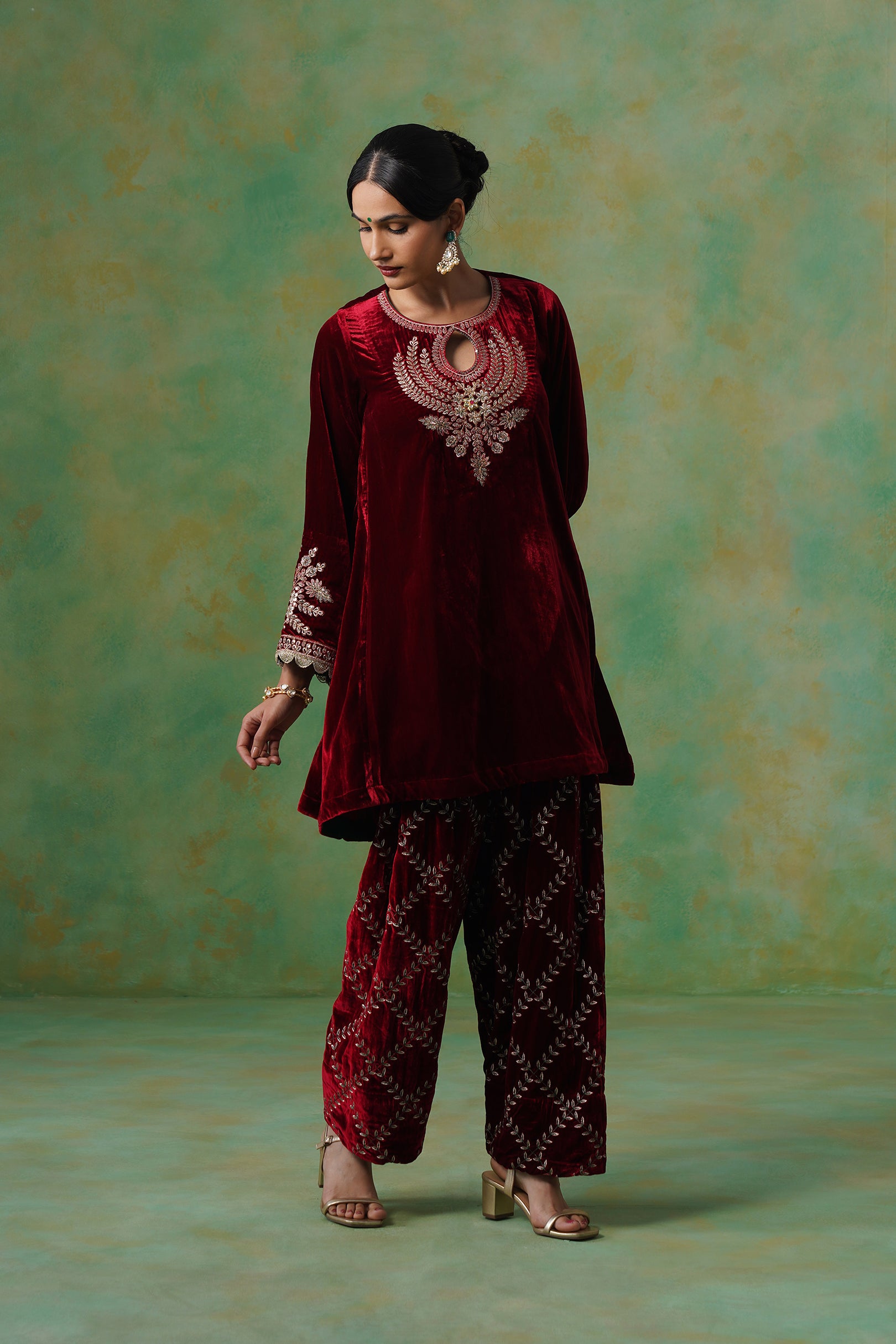 Kashvi Velvet Embroidered Suit Set