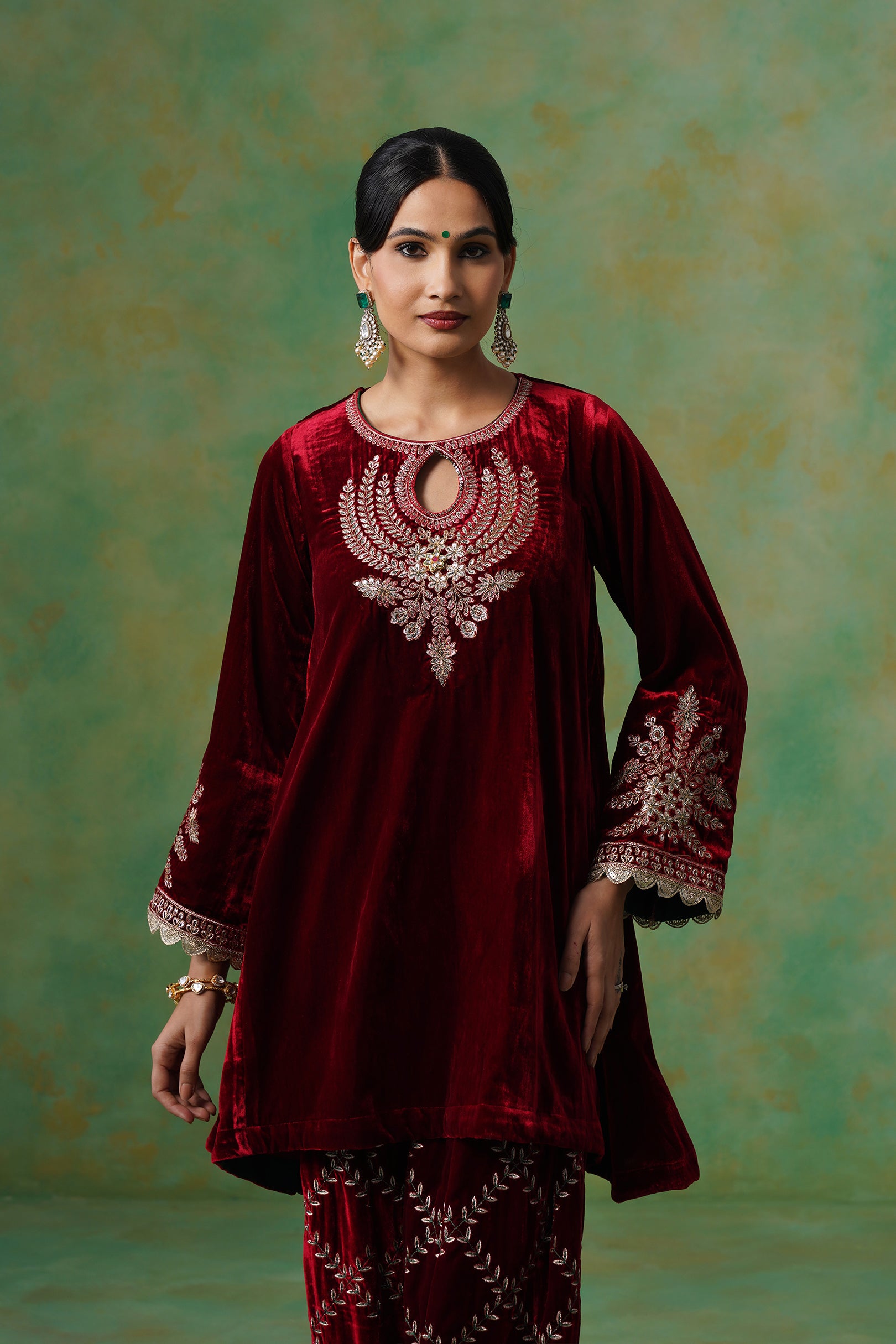 Kashvi Velvet Embroidered Suit Set