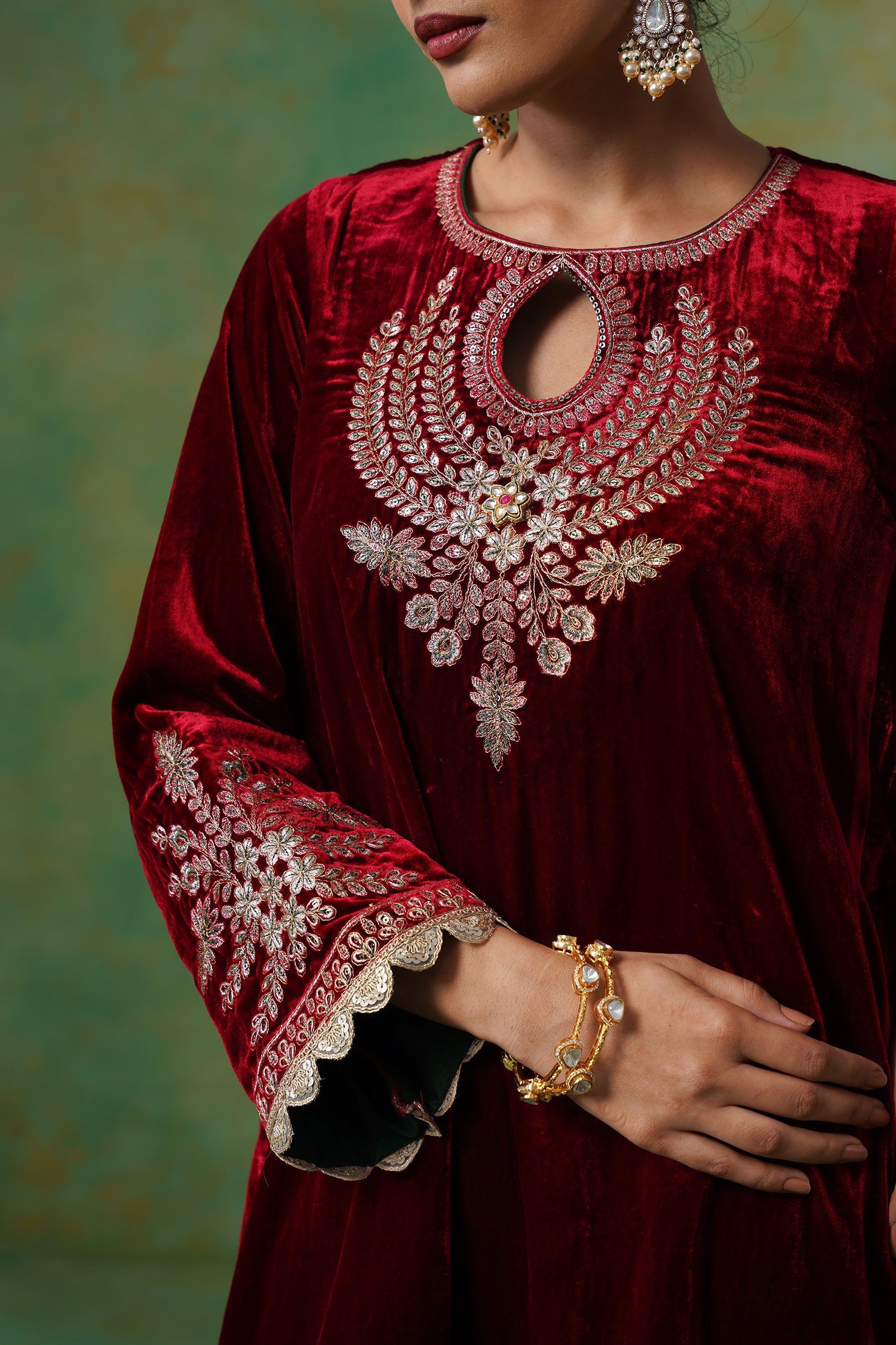 Kashvi Velvet Embroidered Suit Set