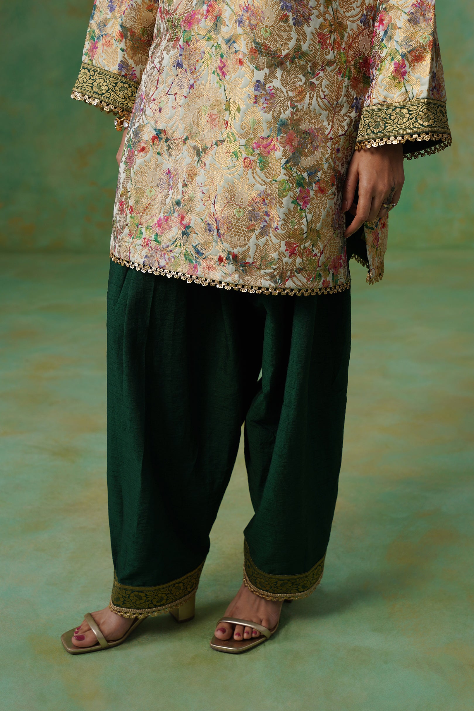 Tulsi Brocade Hand Embroidered Suit Set