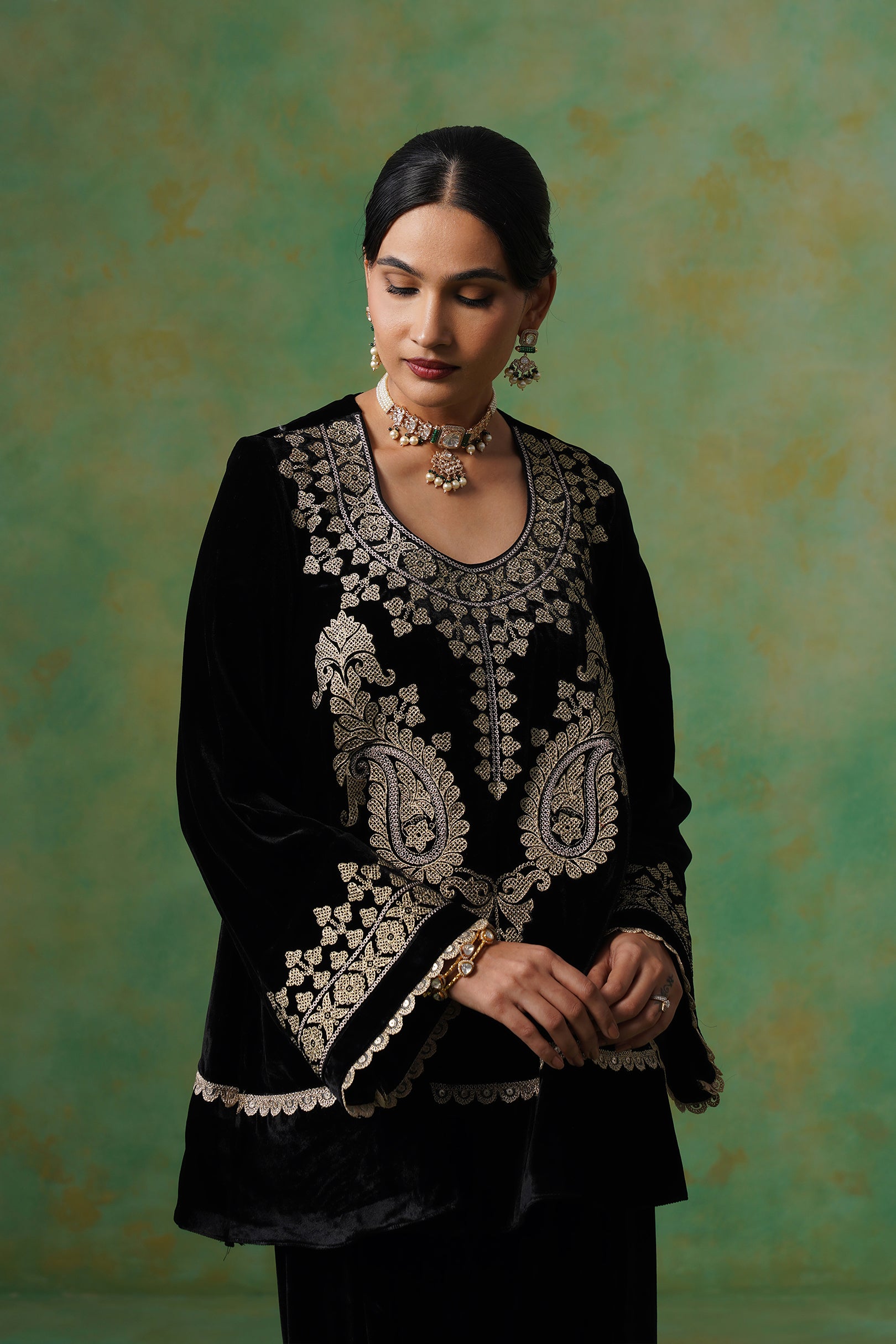 Kavya Embroidered Velvet Suit Set