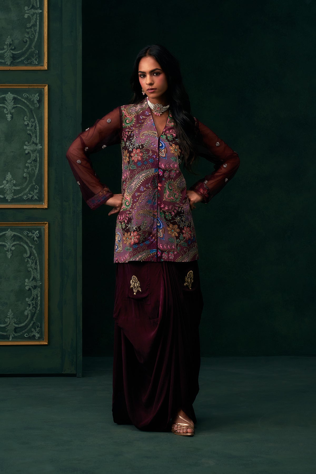 Vareesha Crepe Embroidered Matching Set