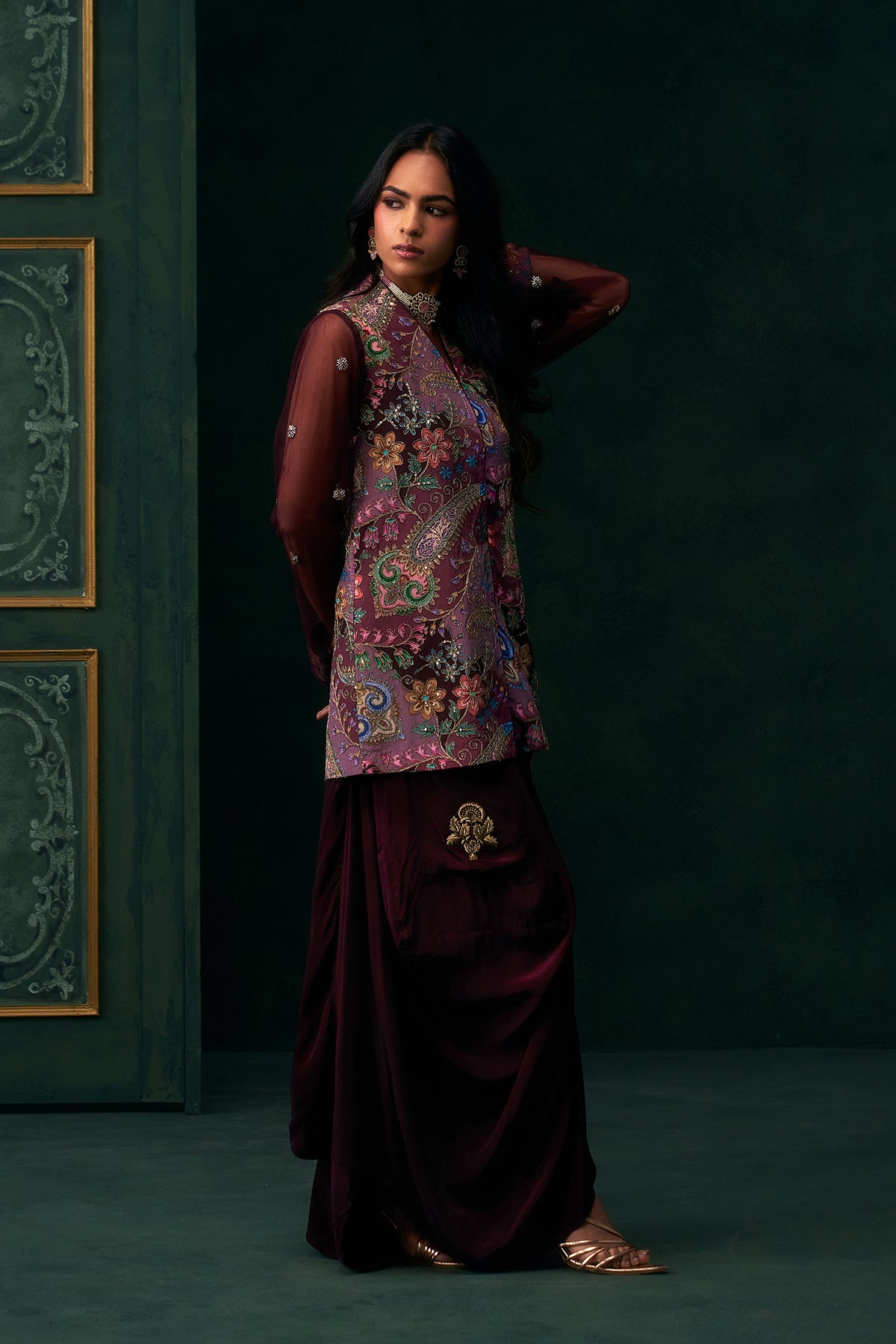 Vareesha Crepe Embroidered Matching Set