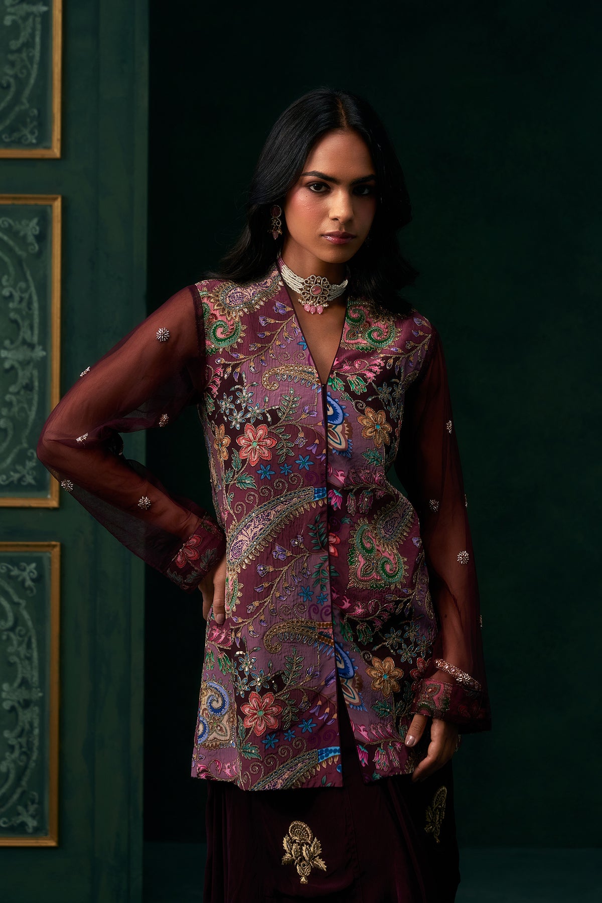 Vareesha Crepe Embroidered Matching Set