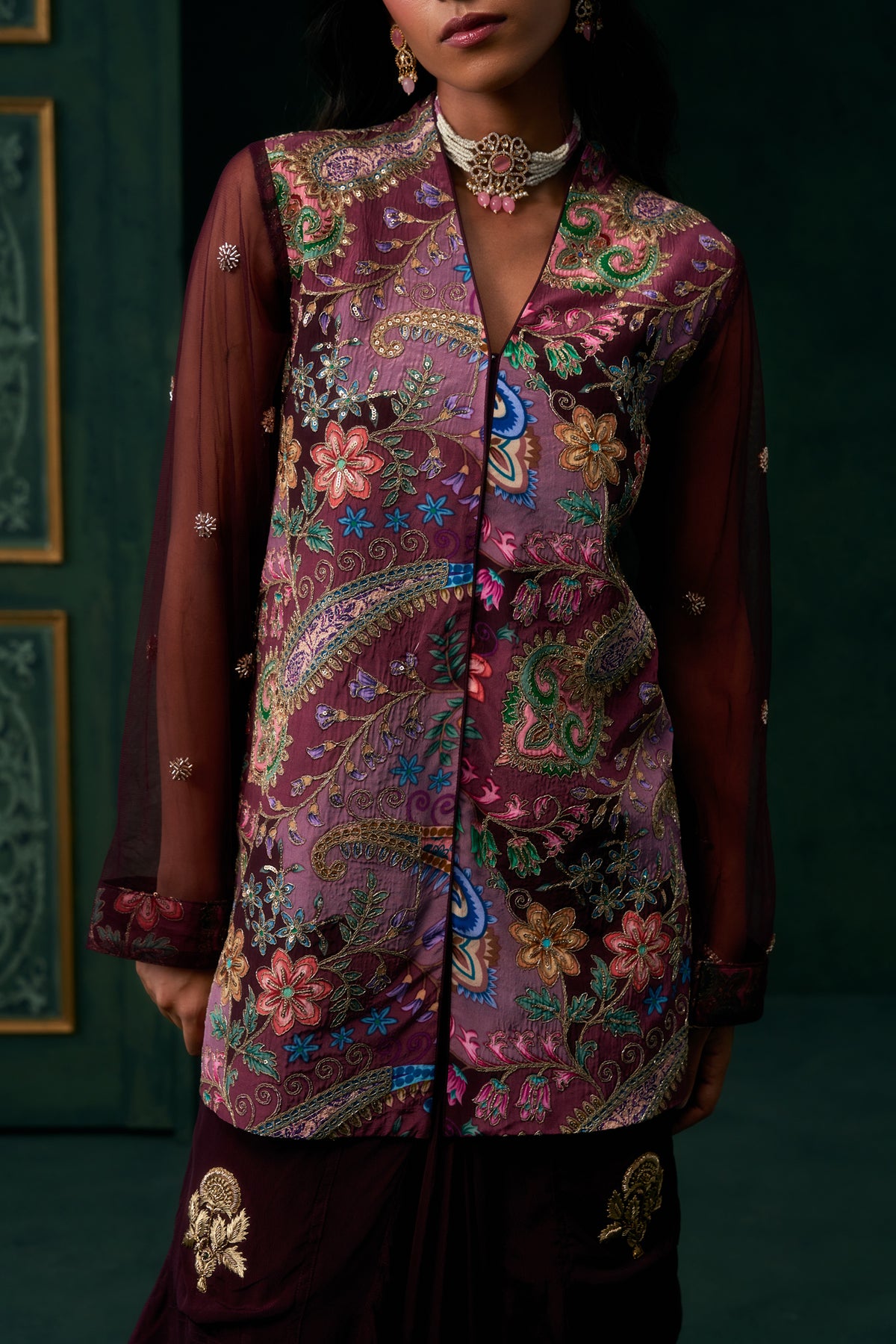 Vareesha Crepe Embroidered Matching Set