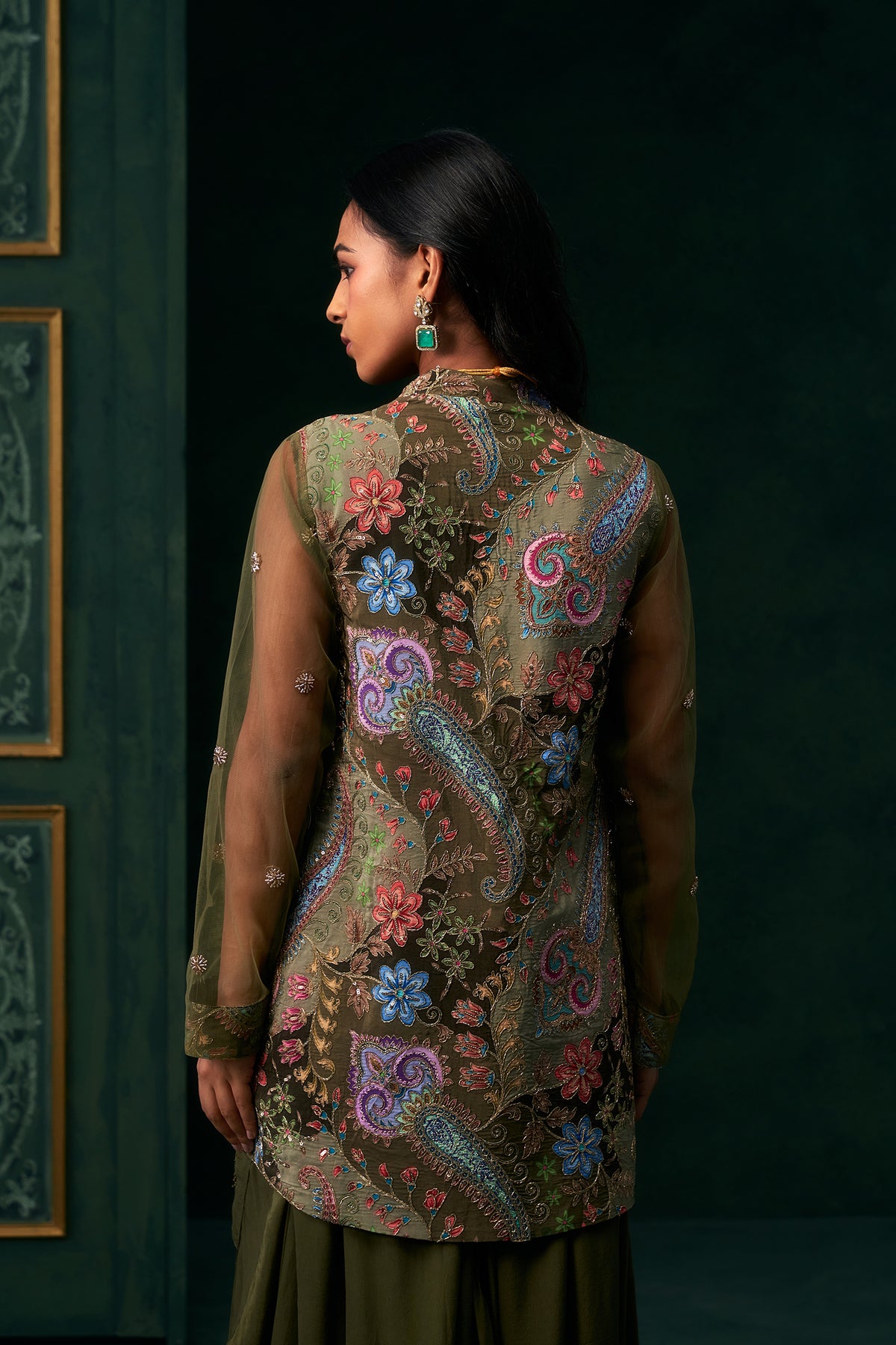 Elham Crepe Embroidered Matching Set