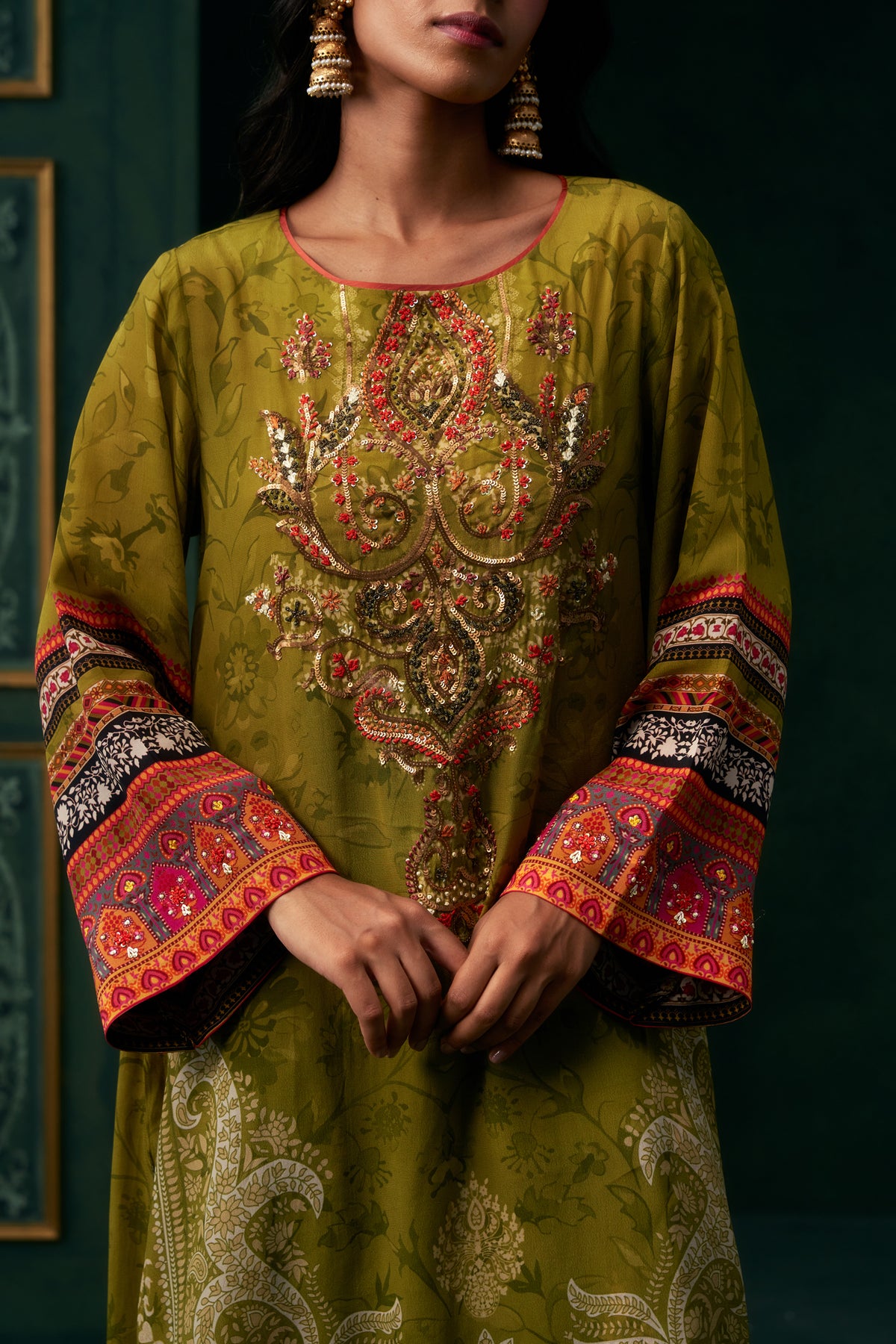 Anora Crepe Printed Hand Embroidered Suit Set