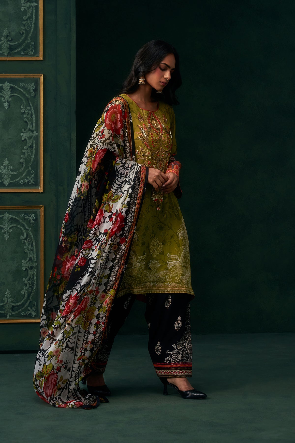Anora Crepe Printed Hand Embroidered Suit Set