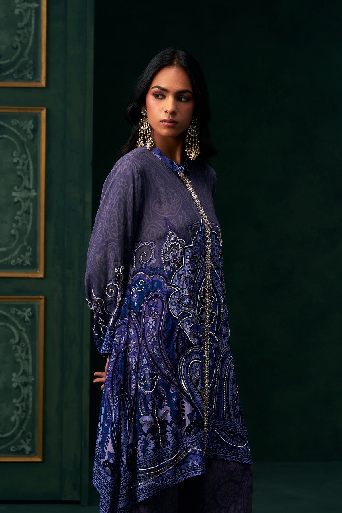 Ishira Crepe Printed Hand Embroidered Matching Set