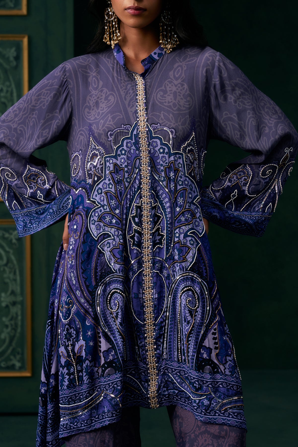 Ishira Crepe Printed Hand Embroidered Matching Set