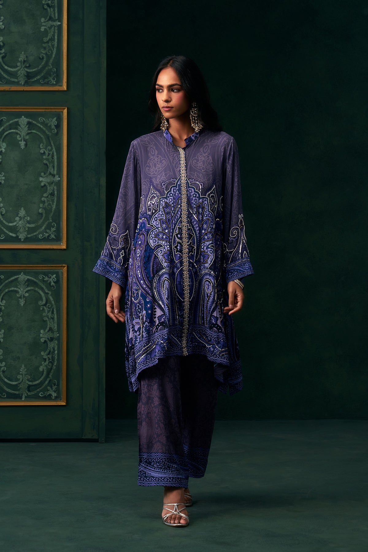 Ishira Crepe Printed Hand Embroidered Matching Set