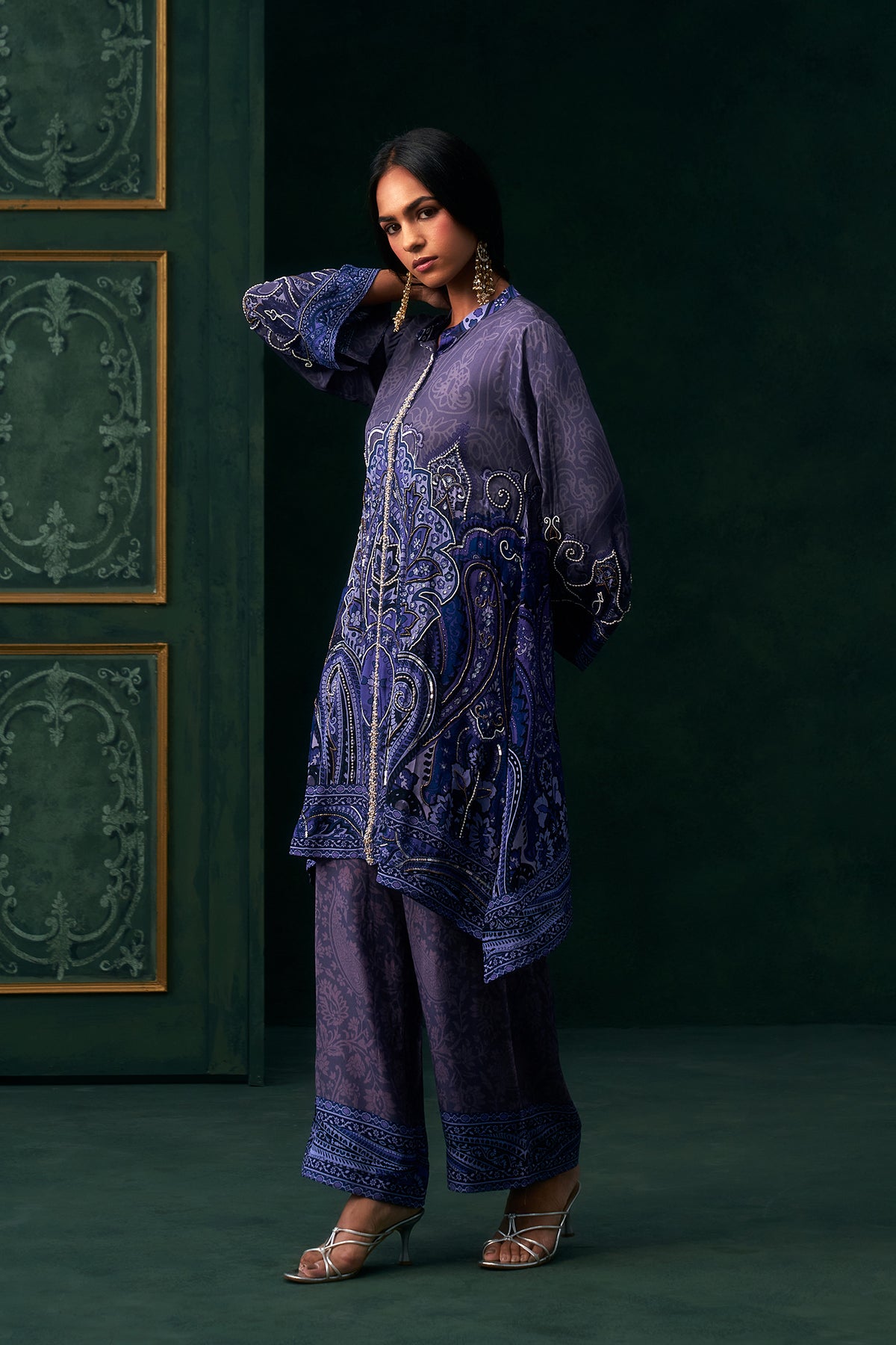 Ishira Crepe Printed Hand Embroidered Matching Set