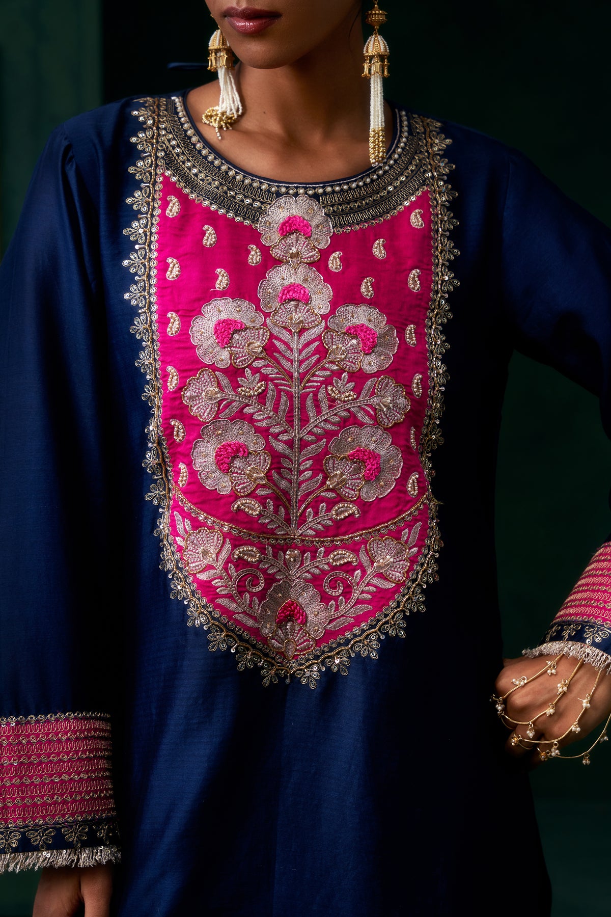 Zunaira Chanderi Satin Embroidered Suit Set