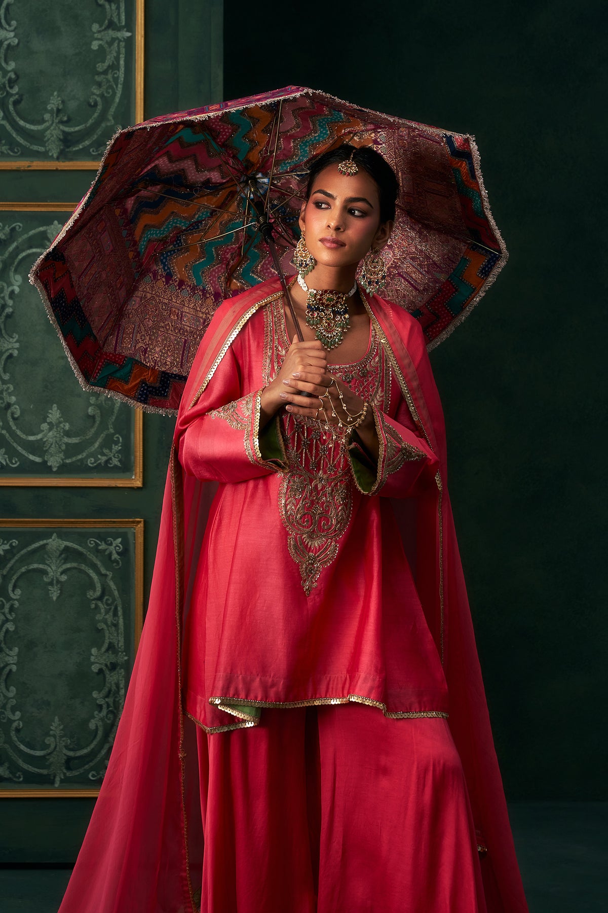 Liyana Chanderi Satin Embroidered Suit Set