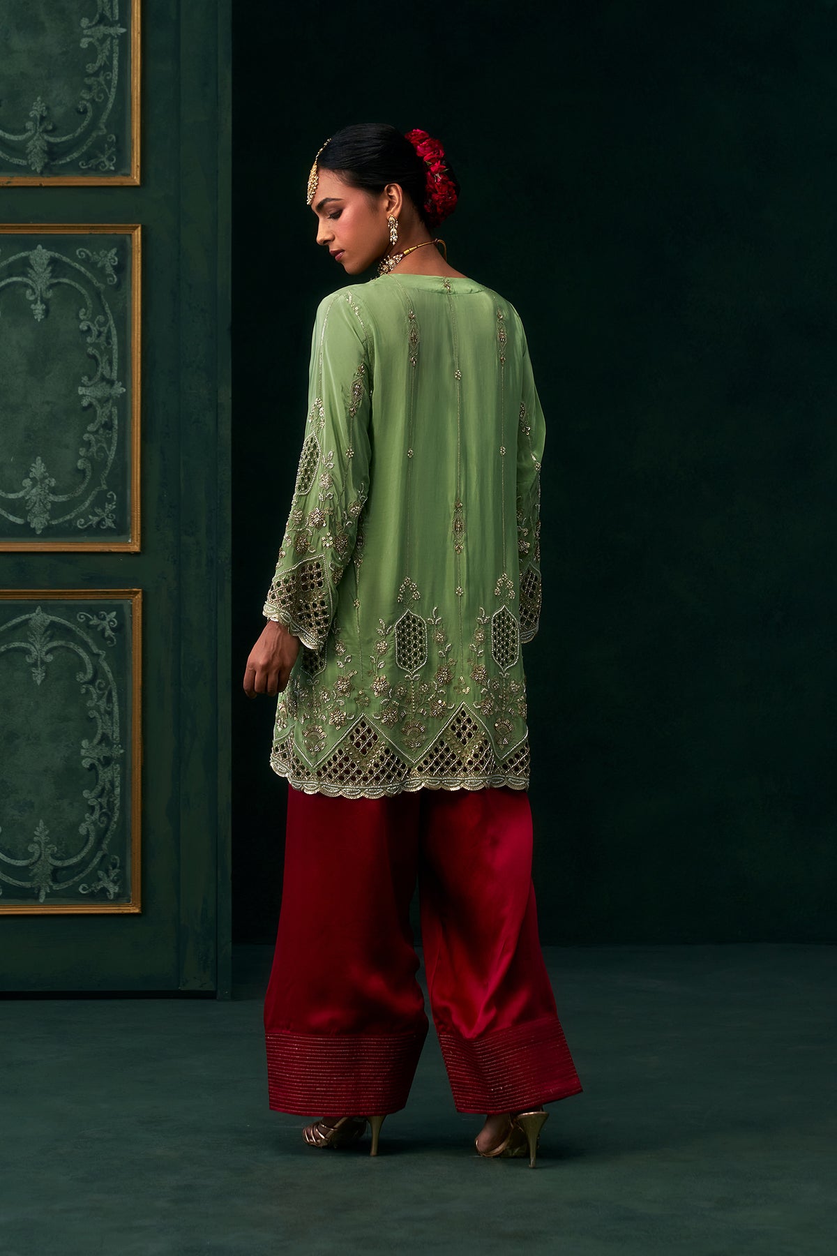 Aaira Crepe Embroidered Jacket Set