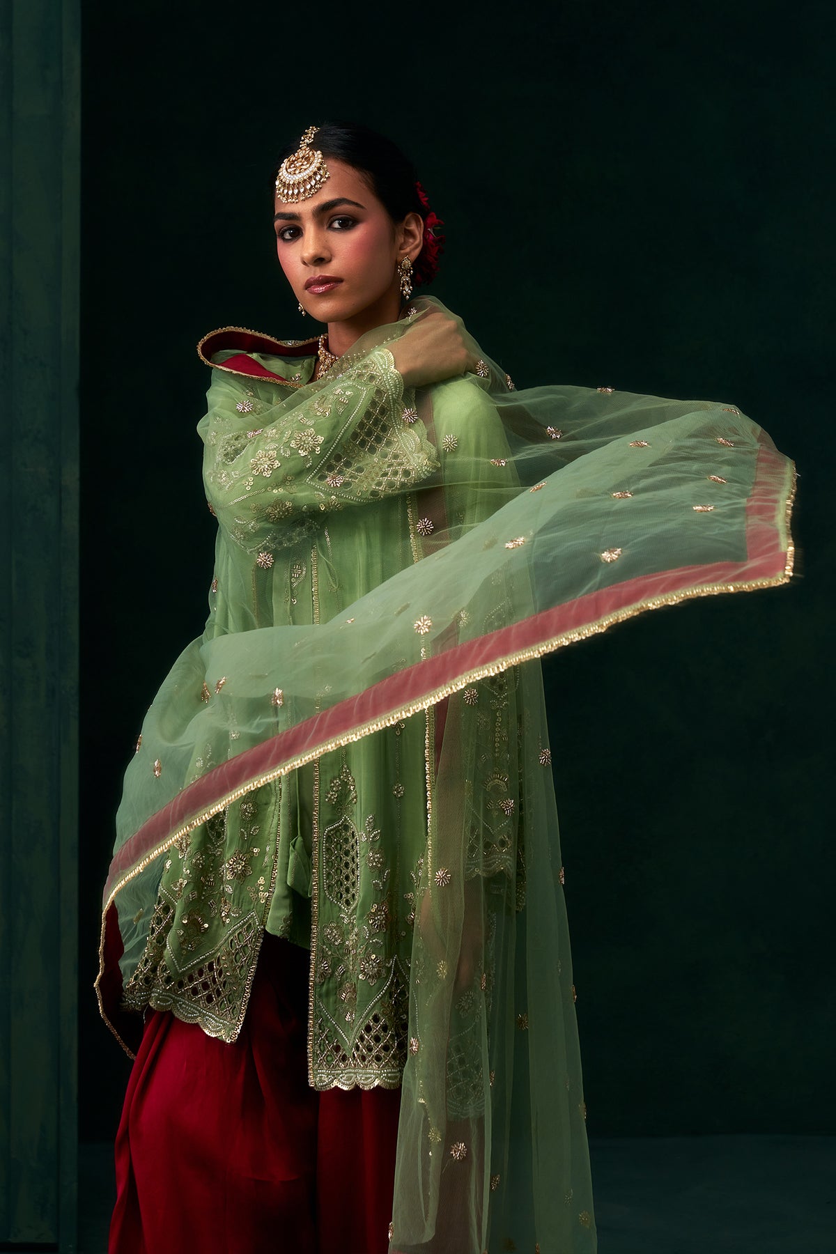 Aaira Crepe Embroidered Jacket Set