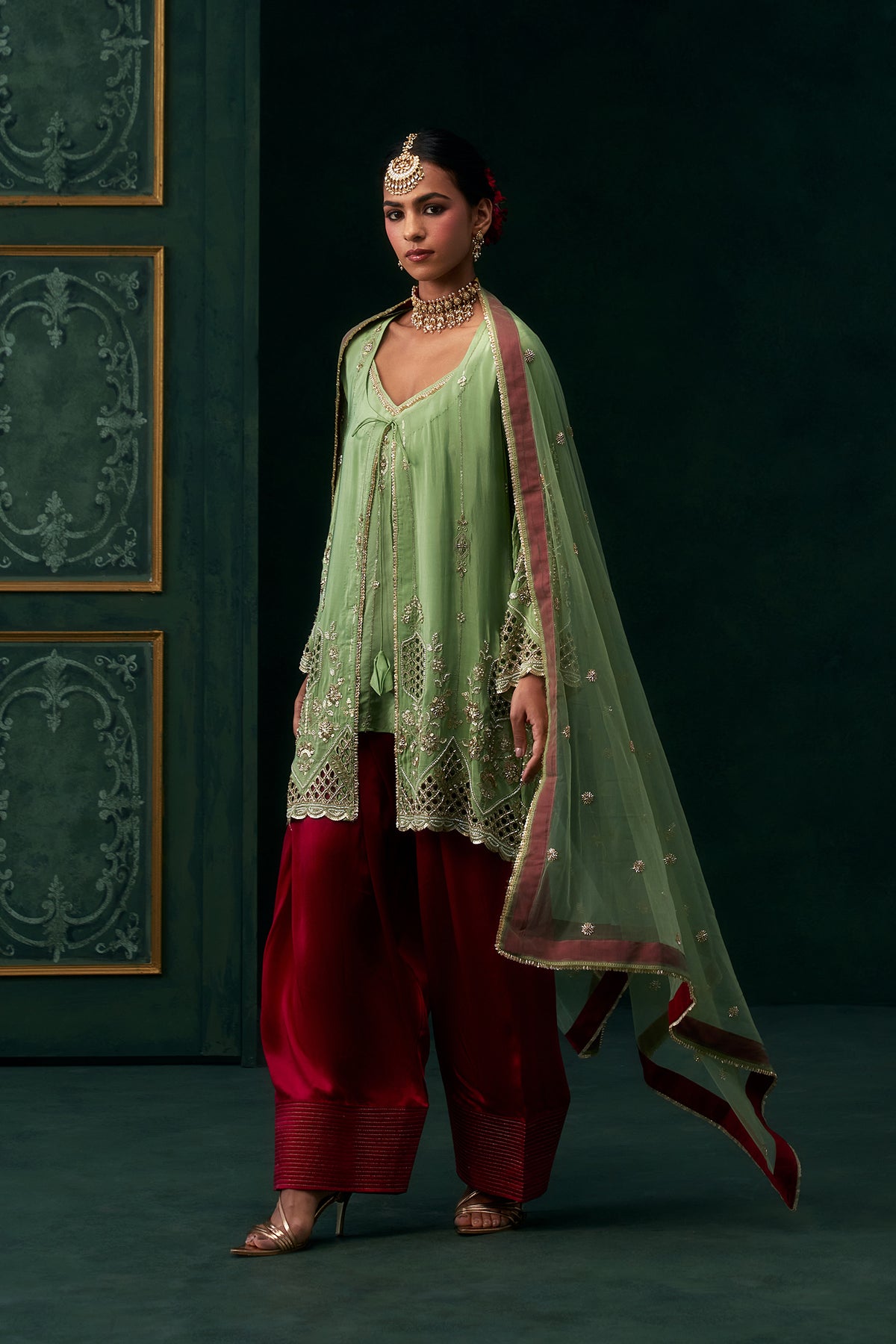 Aaira Crepe Embroidered Jacket Set