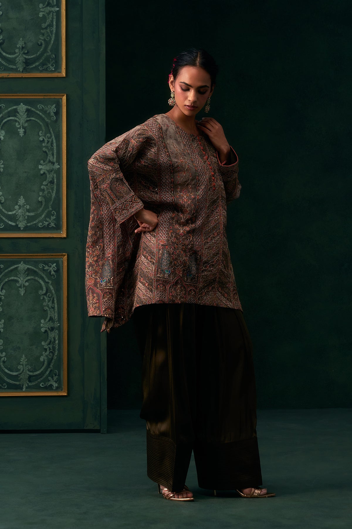 Naureen Crepe Satin Embroidered Matching Set