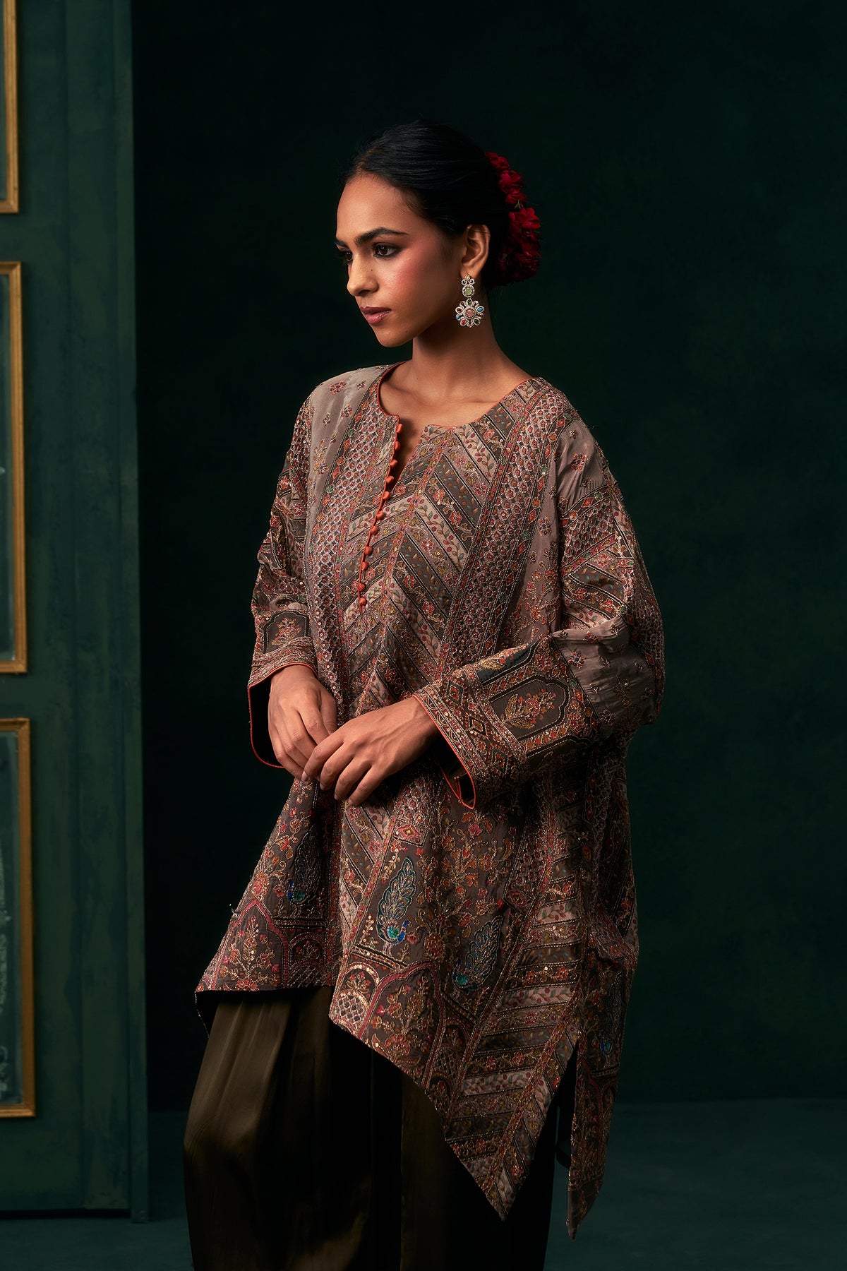 Naureen Crepe Satin Embroidered Matching Set