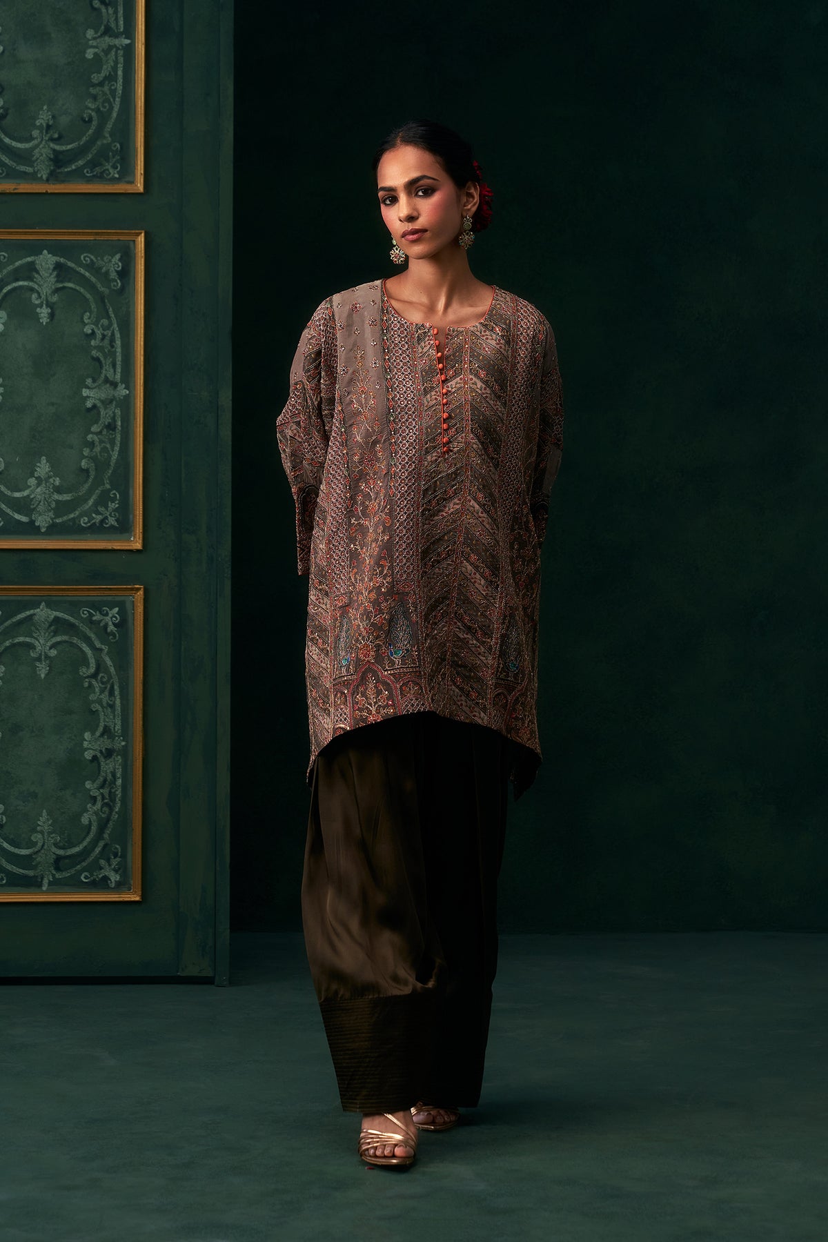 Naureen Crepe Satin Embroidered Matching Set