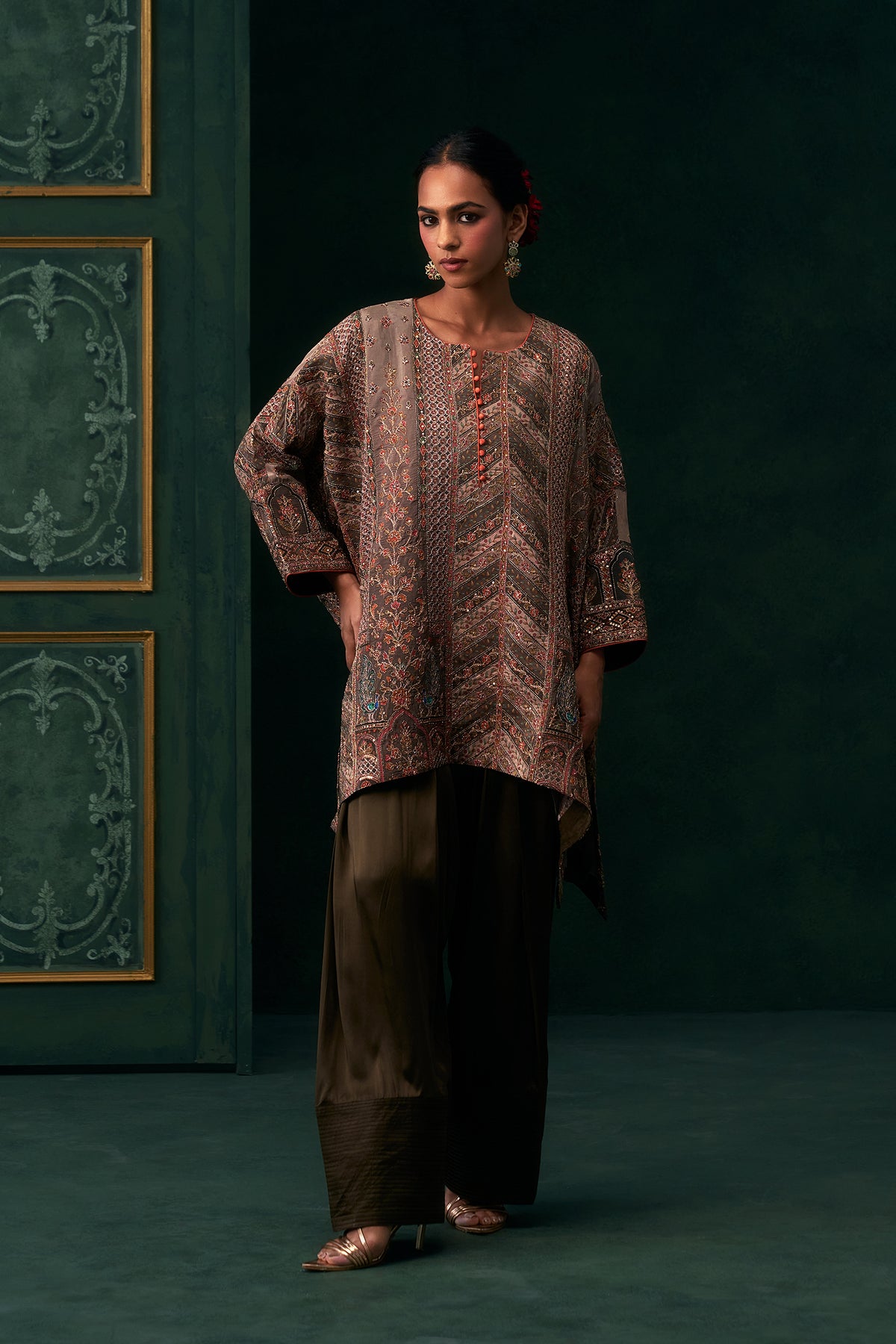 Naureen Crepe Satin Embroidered Matching Set