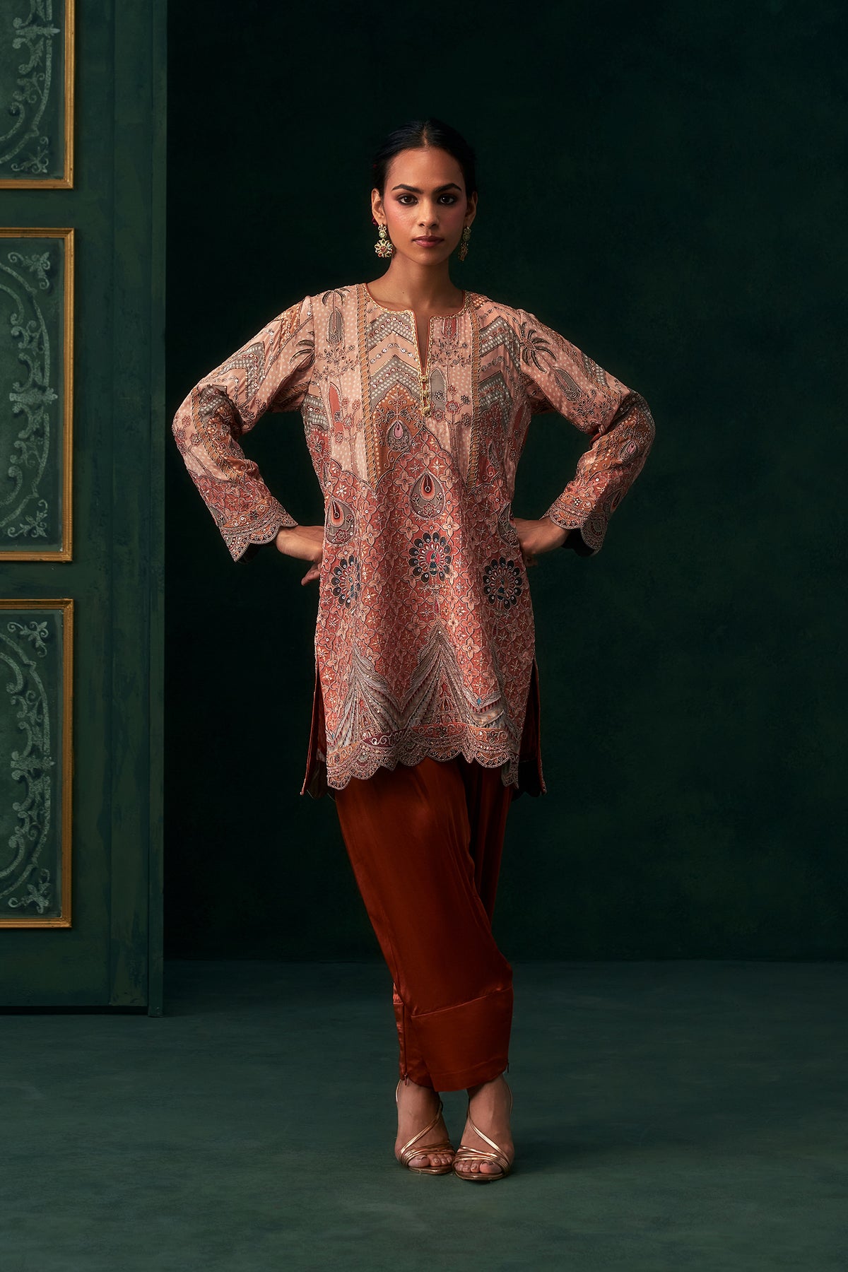 Ameera Crepe Satin Embroidered Matching Set