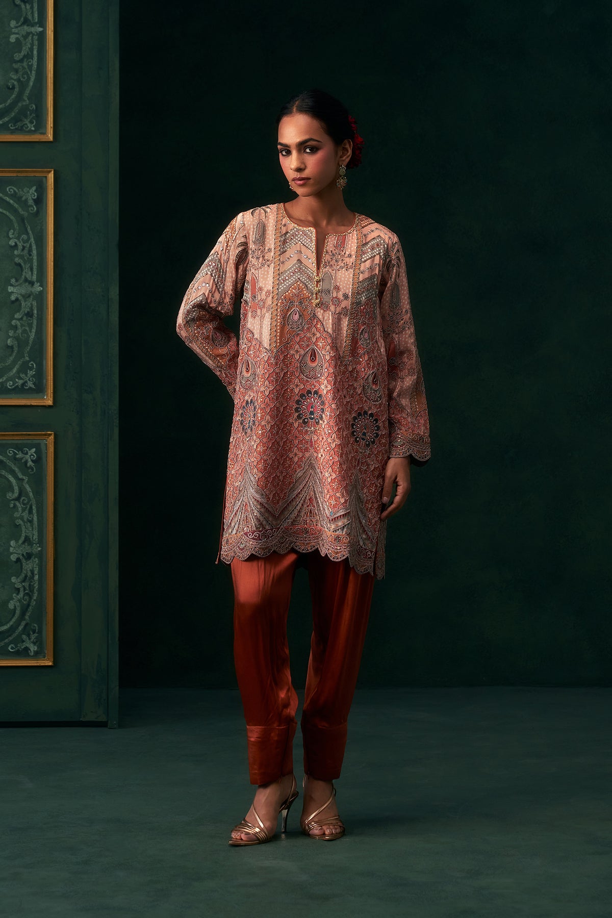 Ameera Crepe Satin Embroidered Matching Set