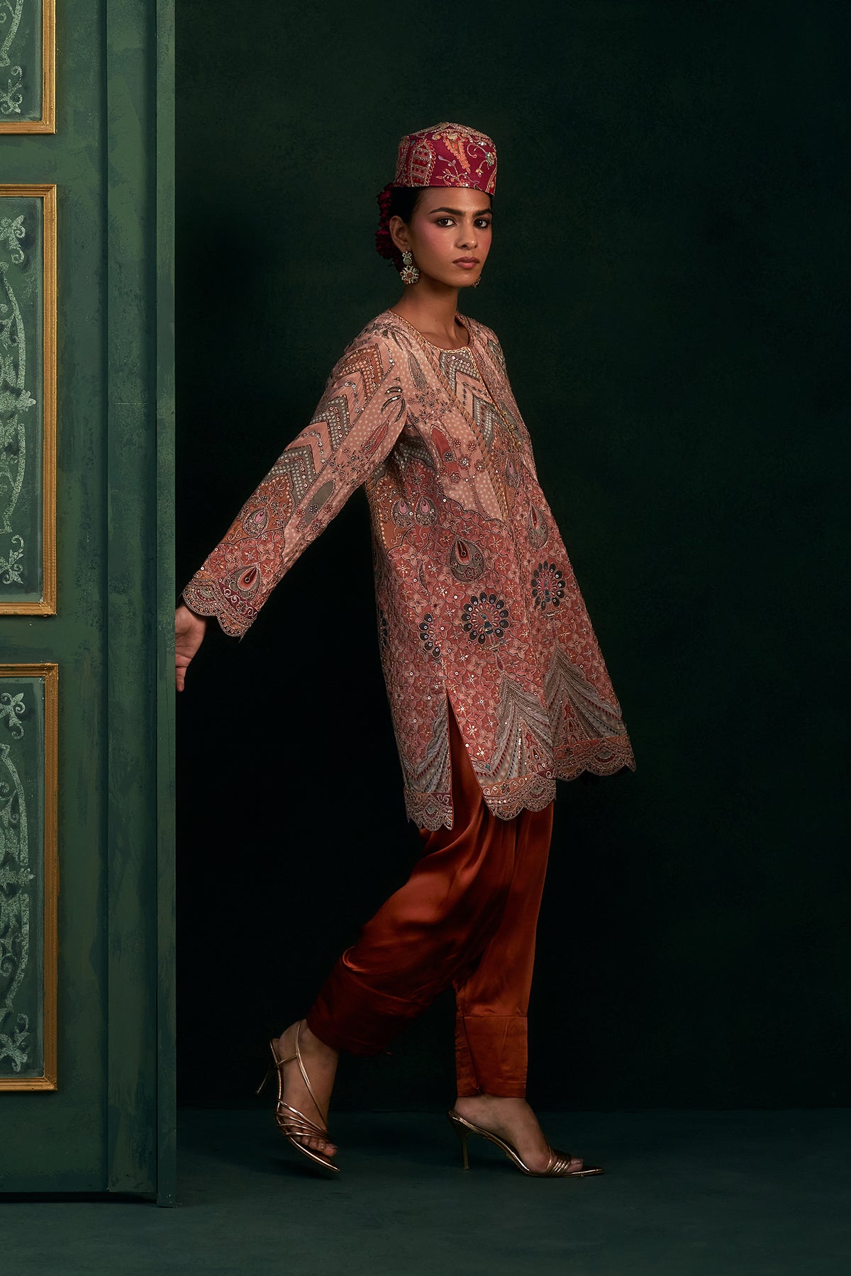 Ameera Crepe Satin Embroidered Matching Set