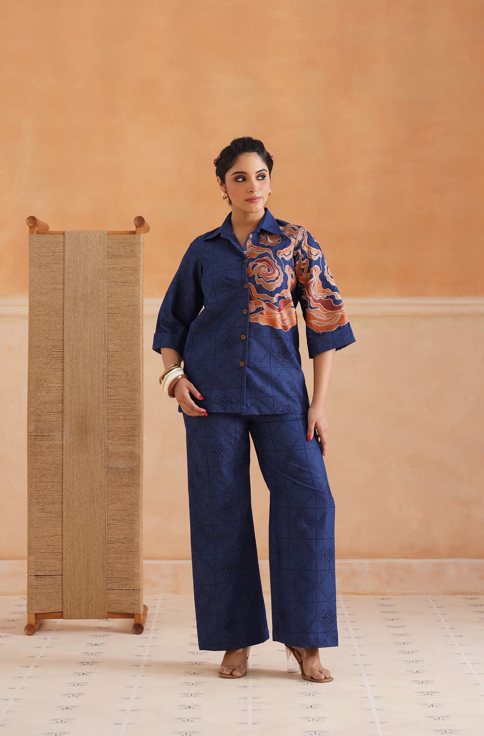Anna Cotton Denim Embroidered Matching Set - Neetika Chopra